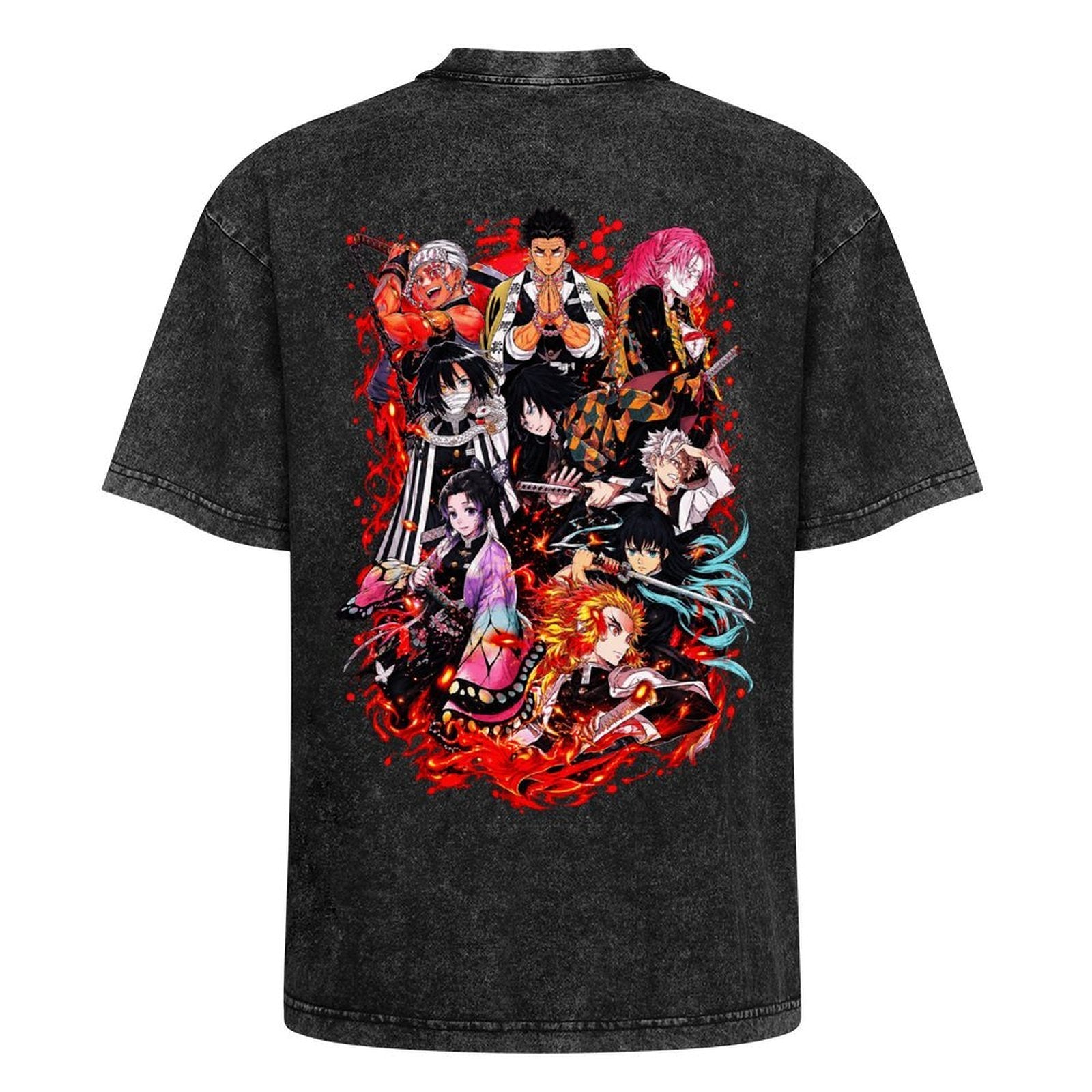 Demon Slayer All‑Characters Double‑Sided Print Vintage Washed T‑Shirt