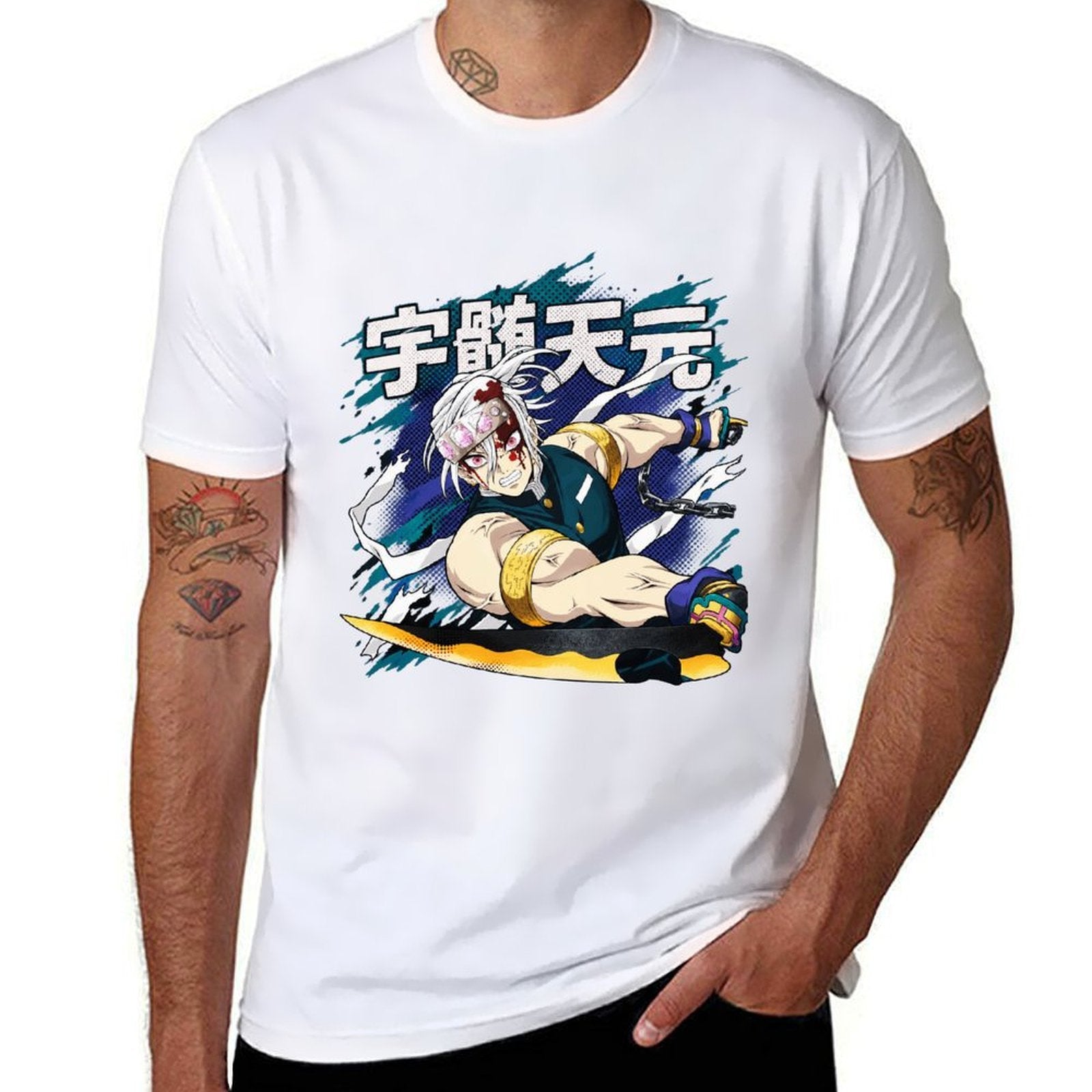 Demon Slayer Tengen Uzui Battle Pose Graphic Men Tee