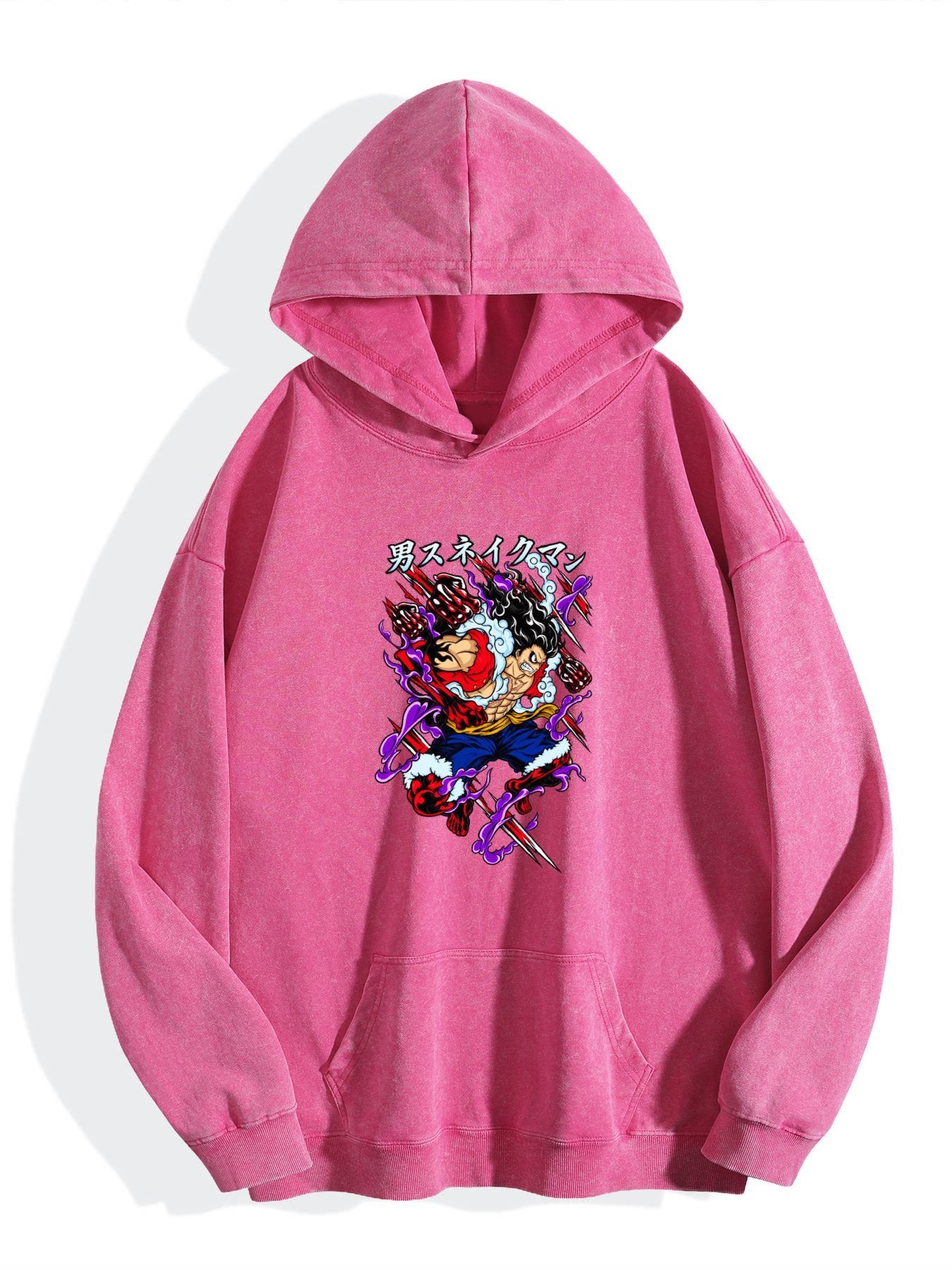 One Piece Luffy Gear 4 Surge Effect Vintage Wash Oversized Hoodie