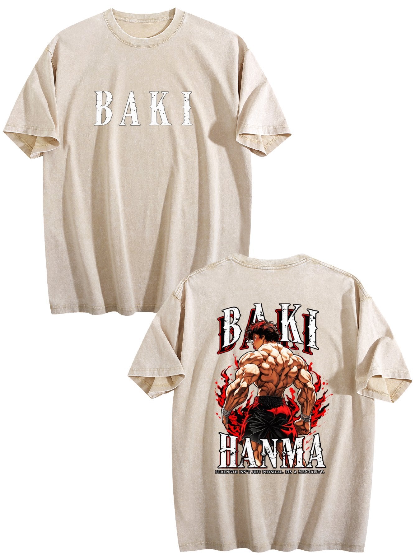 Baki Hanma Double‑Sided Print Vintage Washed T‑Shirt
