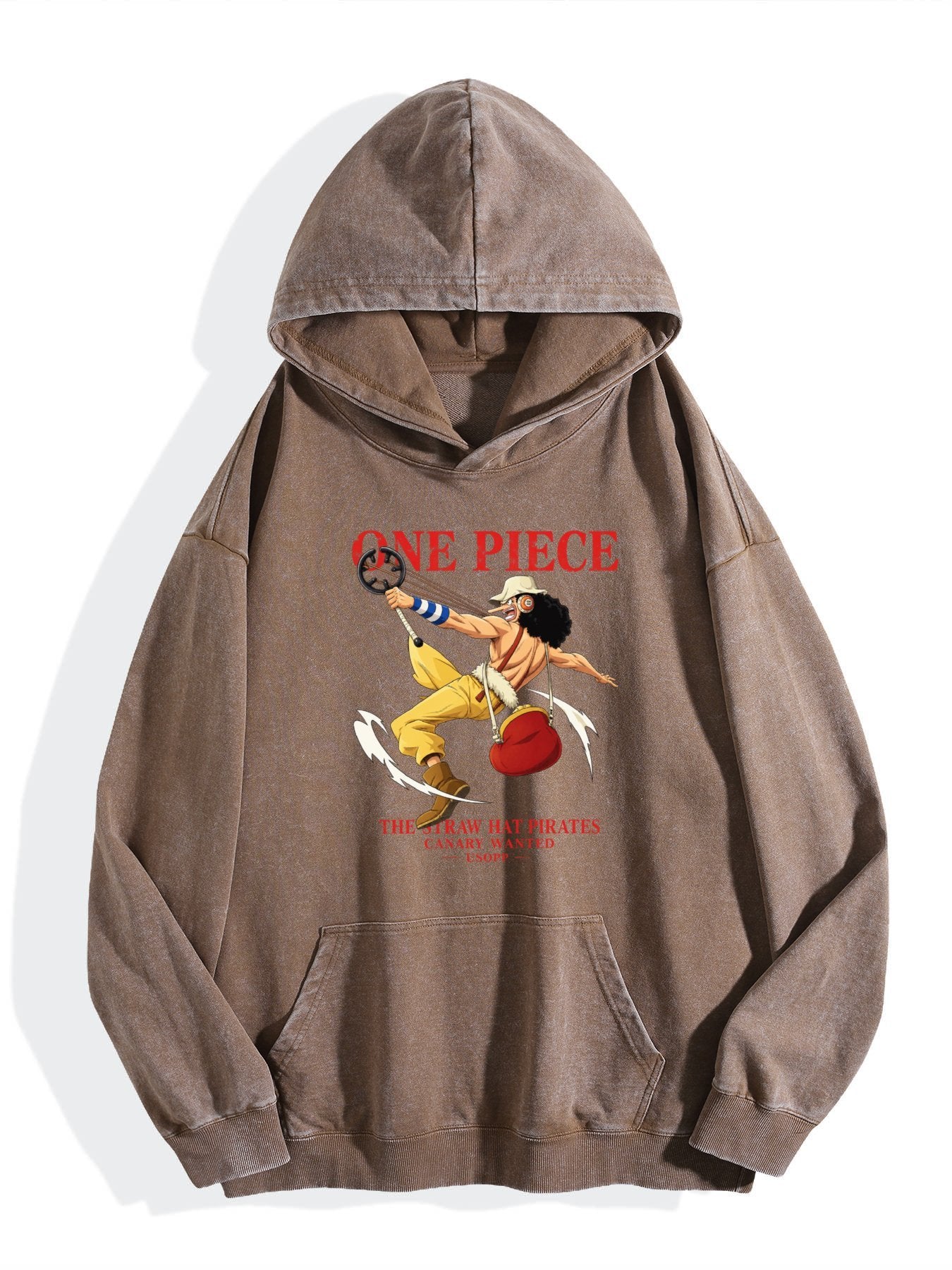 One Piece Usopp Action Pose Vintage Wash Oversized Hoodie