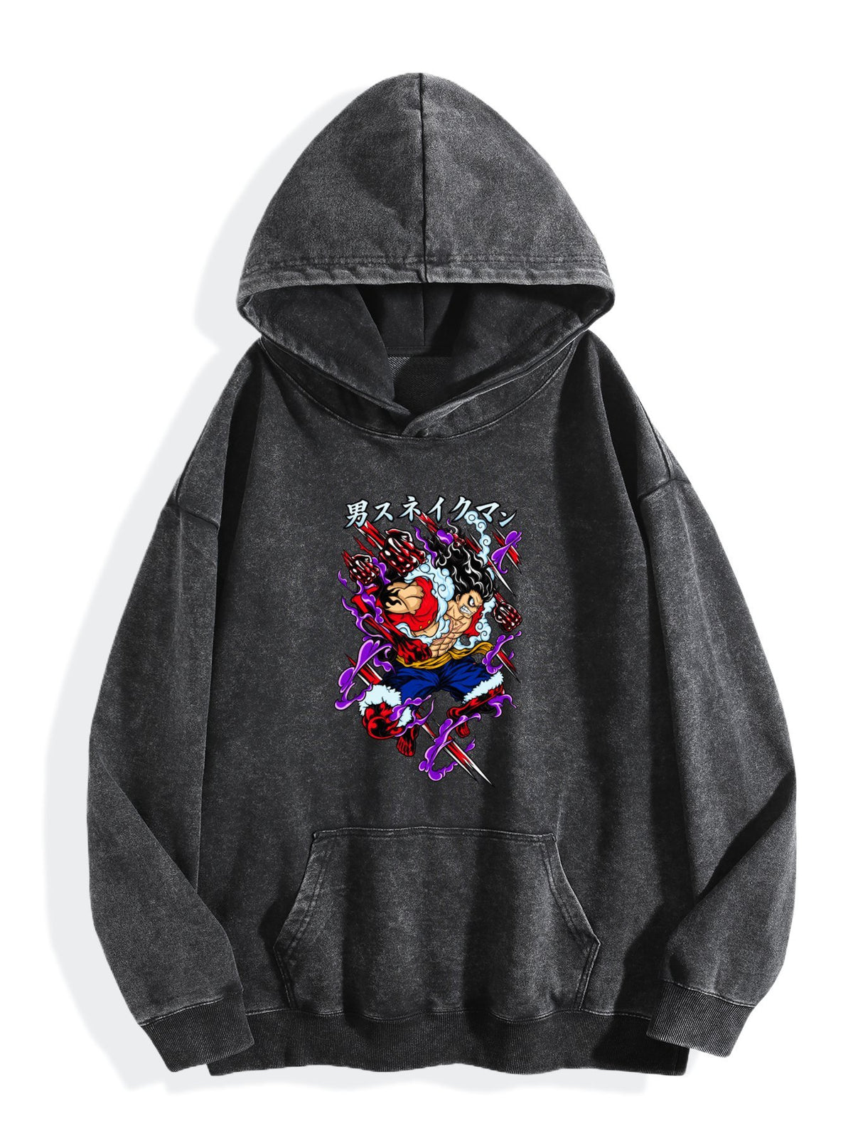 One Piece Luffy Gear 4 Surge Effect Vintage Wash Oversized Hoodie