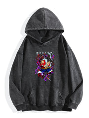 One Piece Luffy Gear 4 Surge Effect Vintage Wash Oversized Hoodie