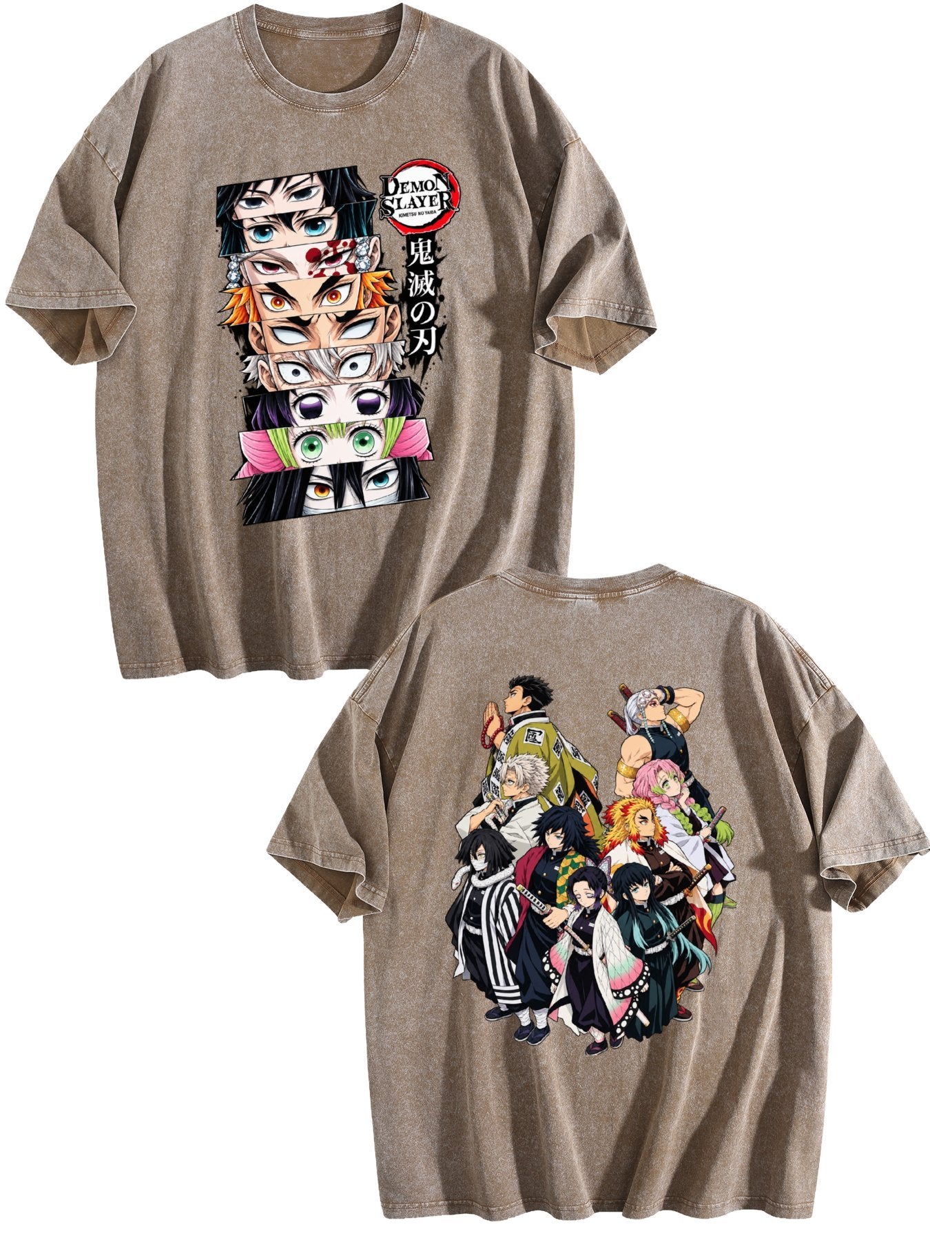 Demon Slayer Hashira Collection Double‑Sided Print Vintage Washed T‑Shirt