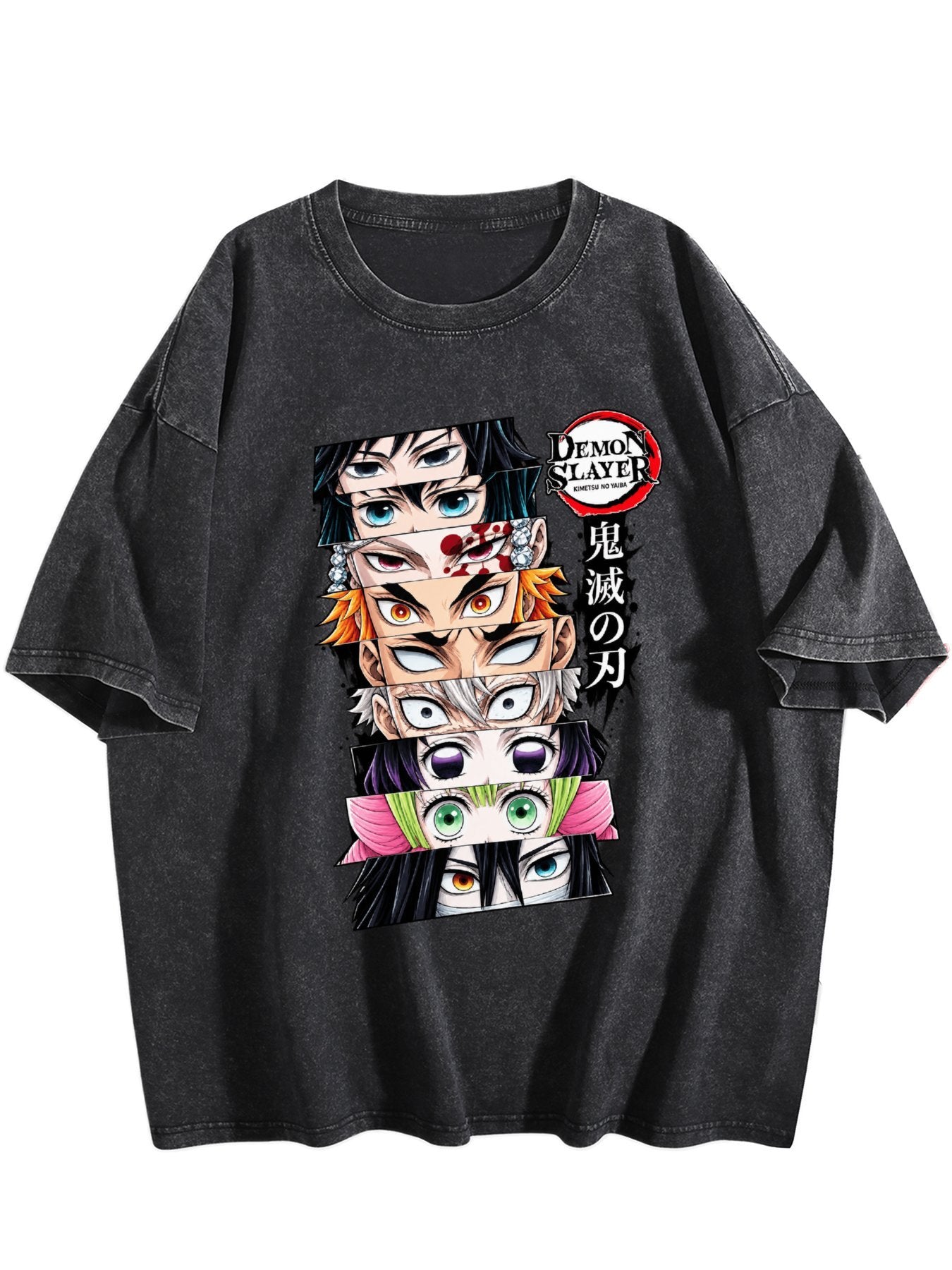 Demon Slayer Hashira Collection Double‑Sided Print Vintage Washed T‑Shirt