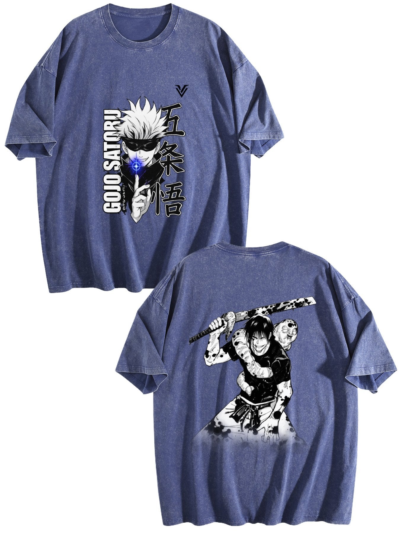 Jujutsu Kaisen Gojo Satoru Printed Vintage Washed Short‑Sleeve T‑Shirt