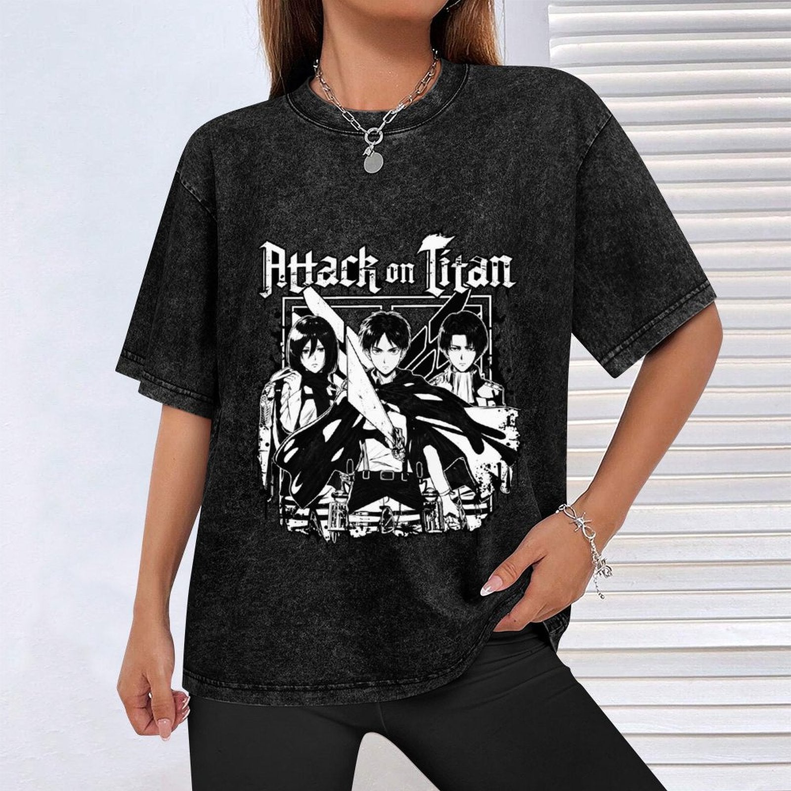 Attack On Titan Main Cast Vintage Oversized Unisex Tee