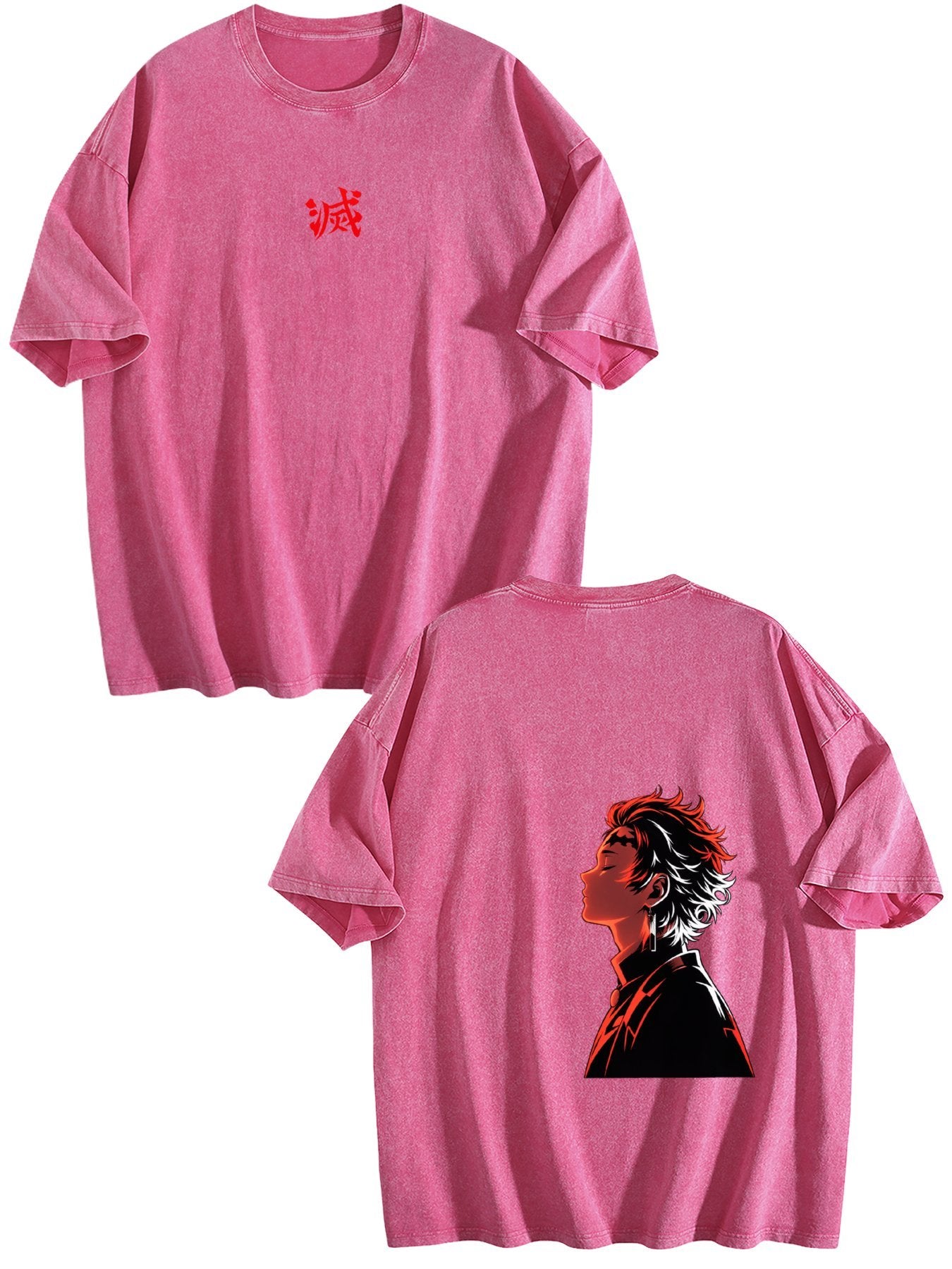 Demon Slayer Double‑Sided Print Vintage Washed Anime T‑Shirt