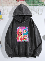 Pop Demon Hunters Mira Chibi Four‑Panel Vintage Wash Hoodie
