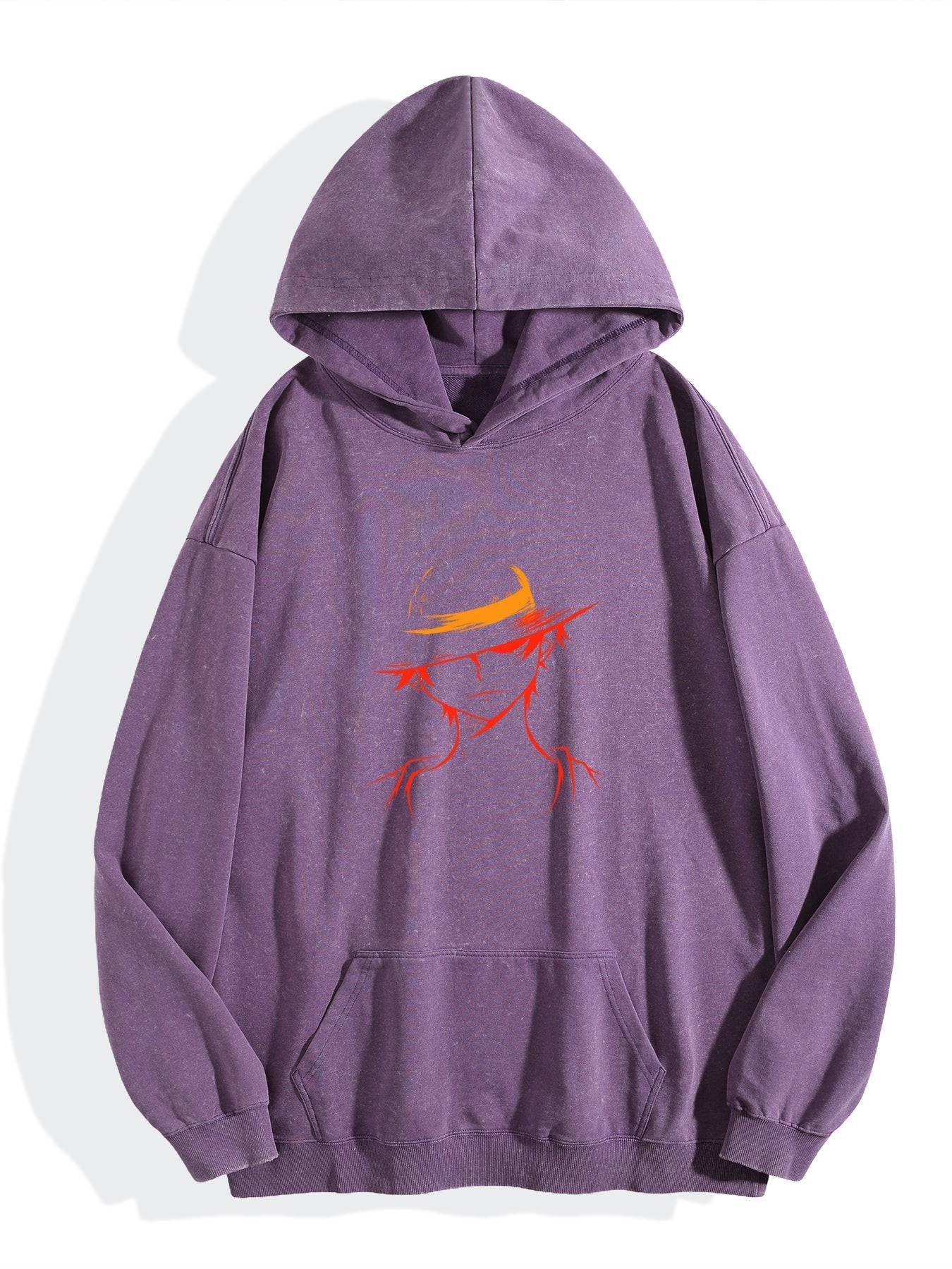 One Piece Luffy Silhouette Vintage Wash Oversized Hoodie