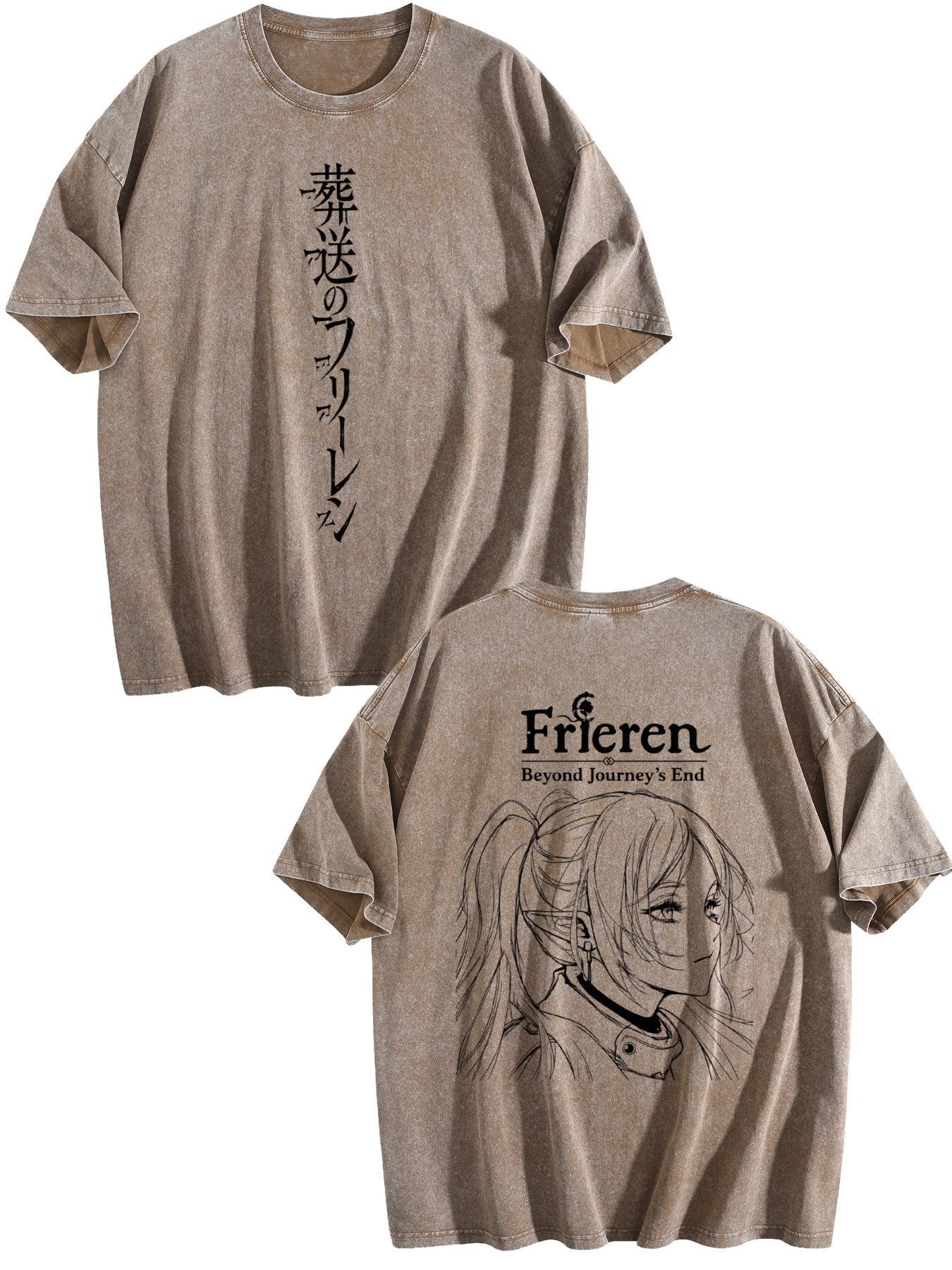 Frieren Beyond Journey's End Double‑Sided Vintage Washed Anime T‑Shirt