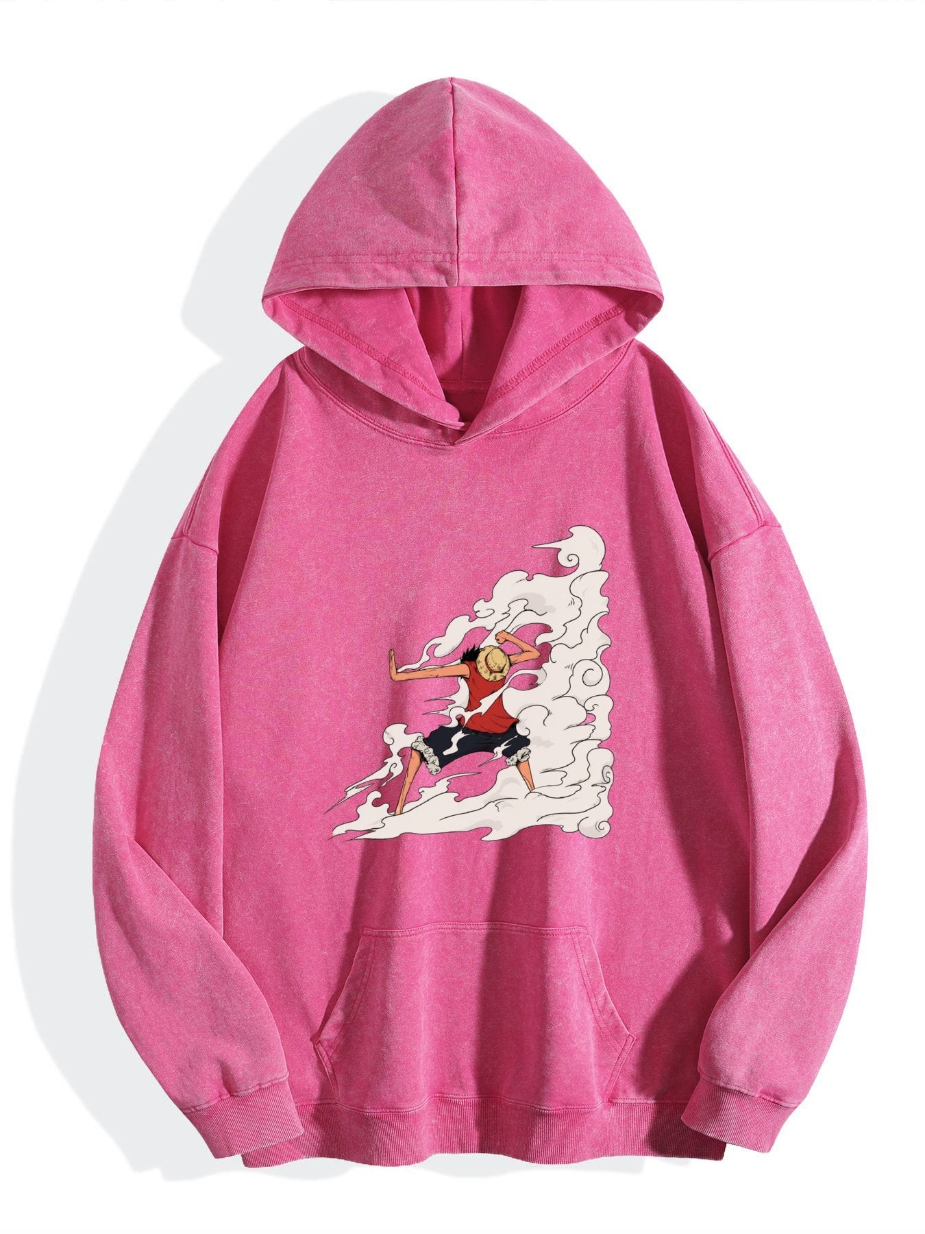One Piece Luffy Gear Effect Vintage Wash Oversized Hoodie