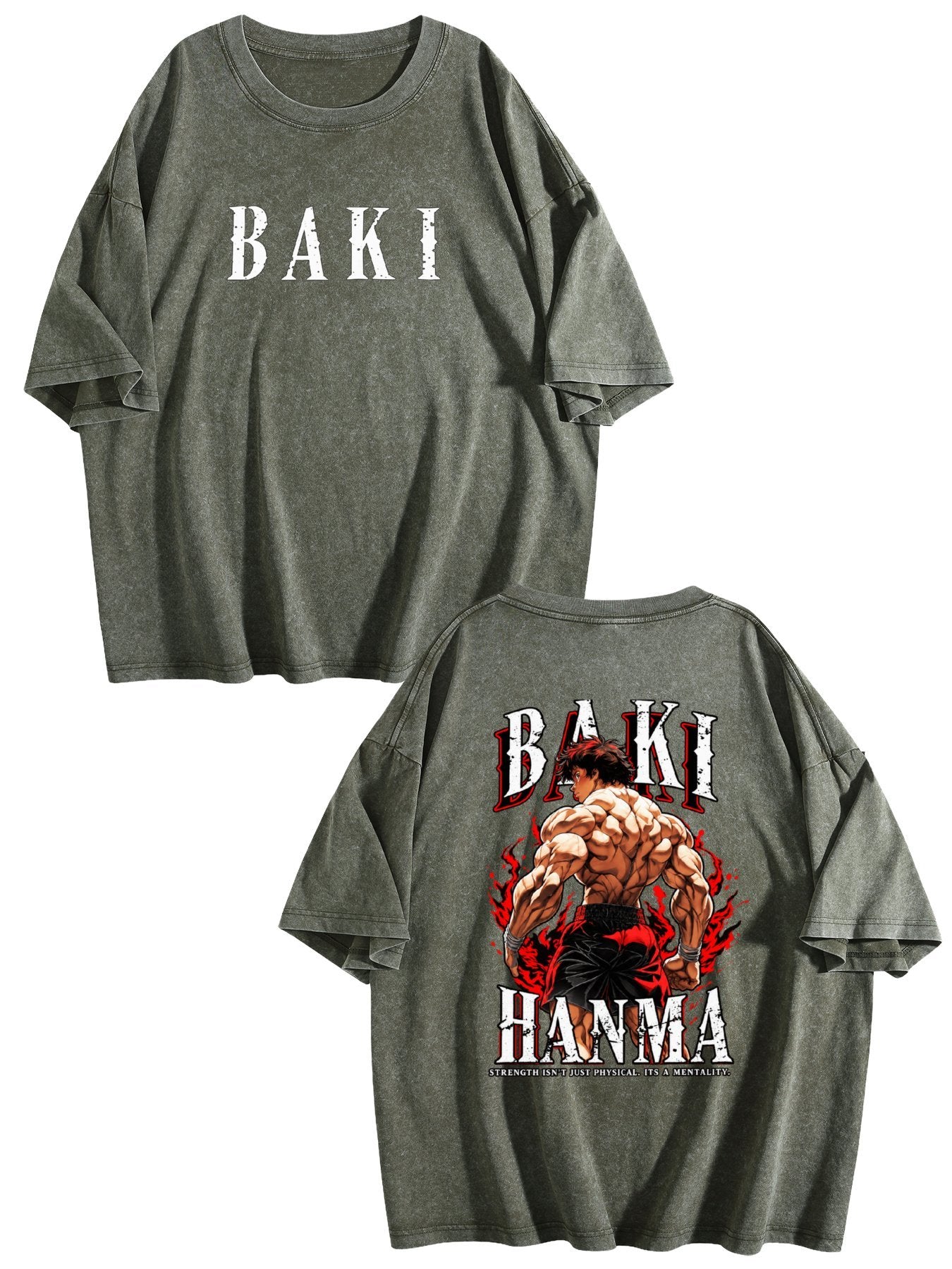Baki Hanma Double‑Sided Print Vintage Washed T‑Shirt