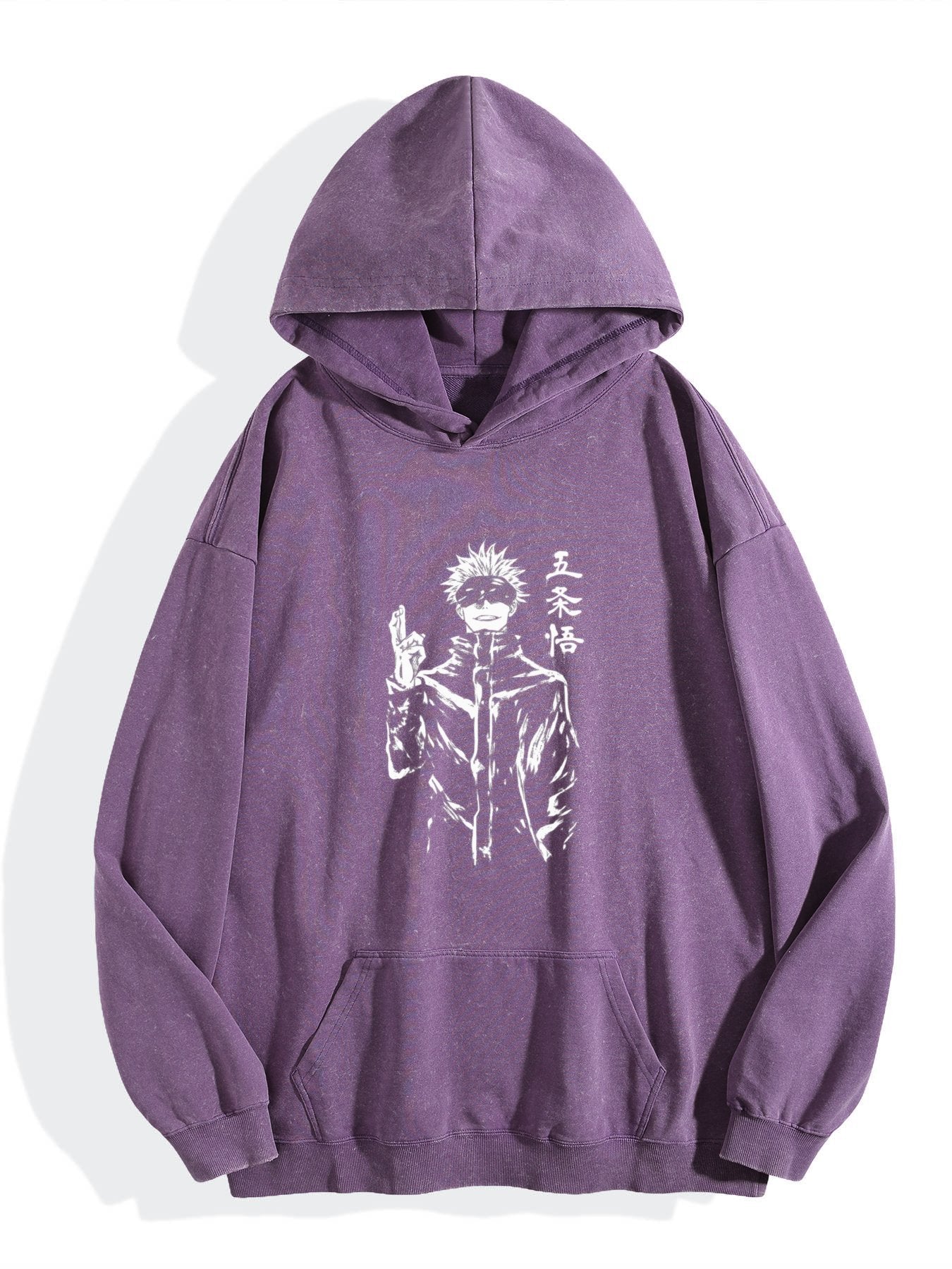 Jujutsu Kaisen Gojo Satoru Monochrome Vintage Wash Oversized Hoodie