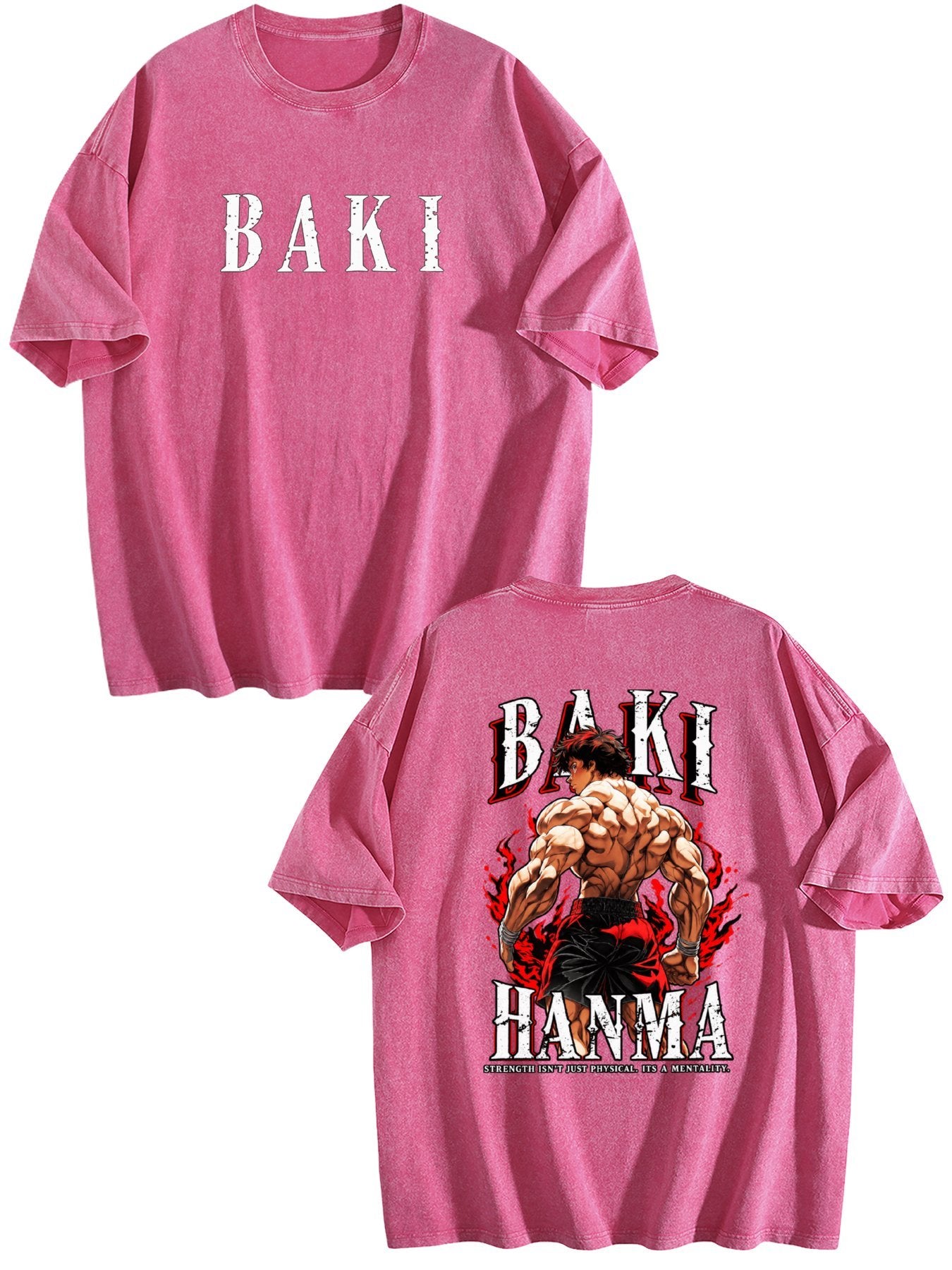 Baki Hanma Double‑Sided Print Vintage Washed T‑Shirt