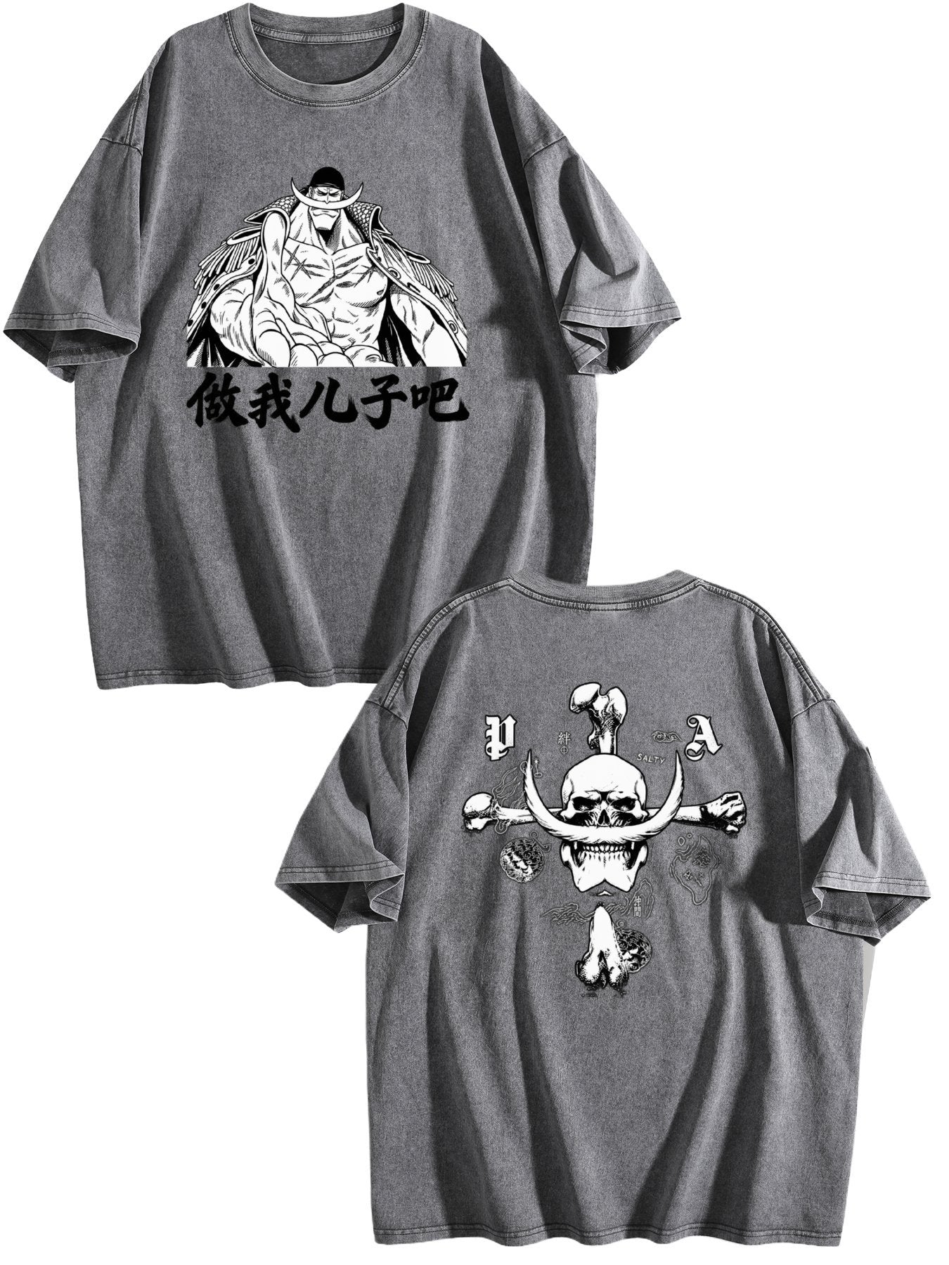 One Piece Whitebeard Printed Washed Short‑Sleeve T‑Shirt