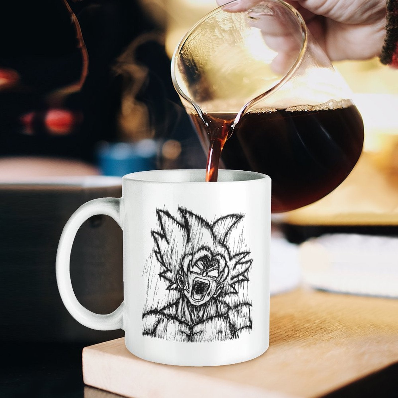 Dragon Ball Goku Rough Sketch Roaring Graphic Ceramic Coffee Mug