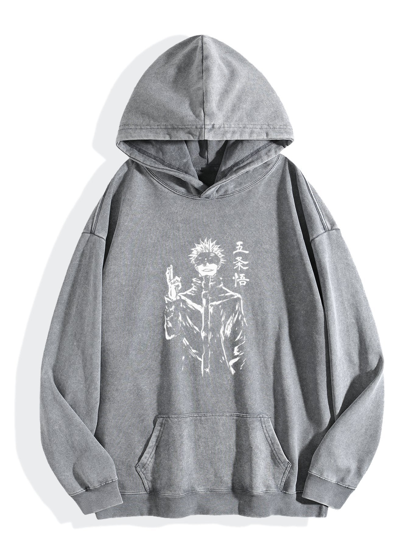 Jujutsu Kaisen Gojo Satoru Monochrome Vintage Wash Oversized Hoodie