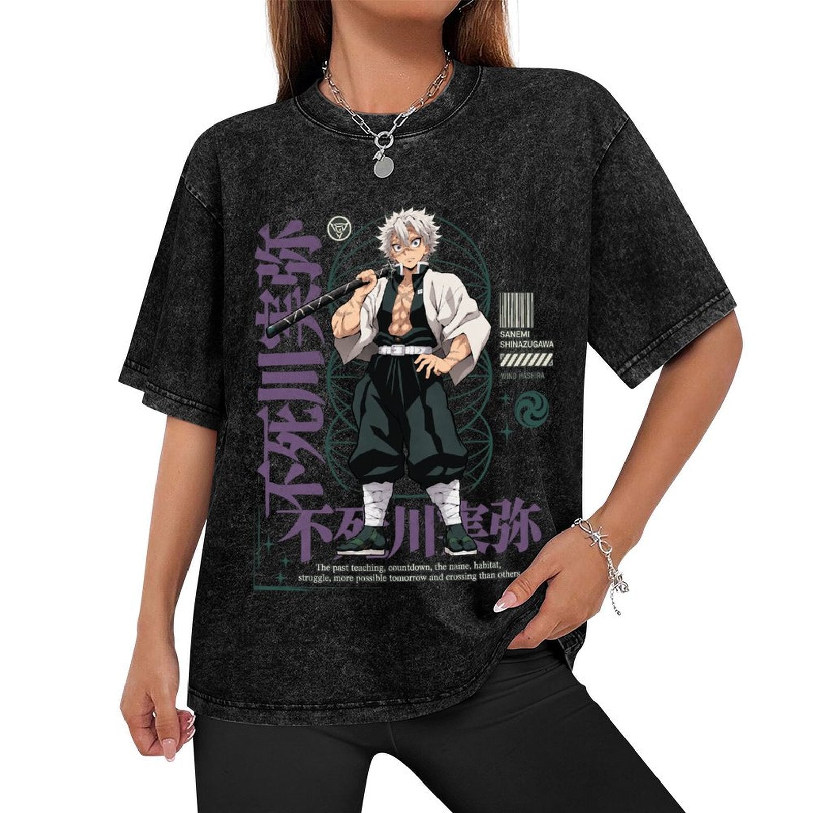Demon Slayer Sanemi Shinazugawa Oversized Washed Men Tee