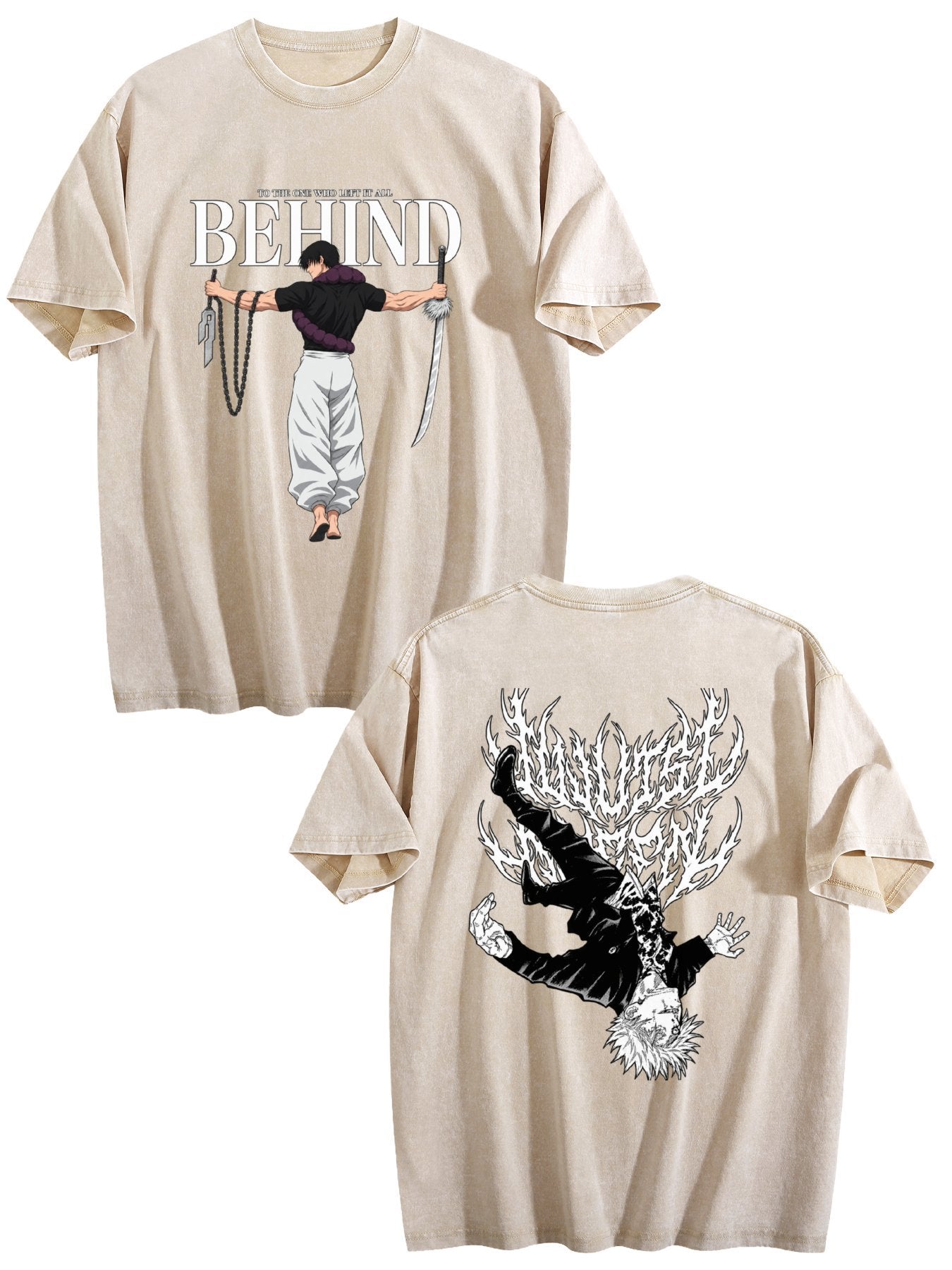 Jujutsu Kaisen Printed Vintage Washed Short‑Sleeve T‑Shirt