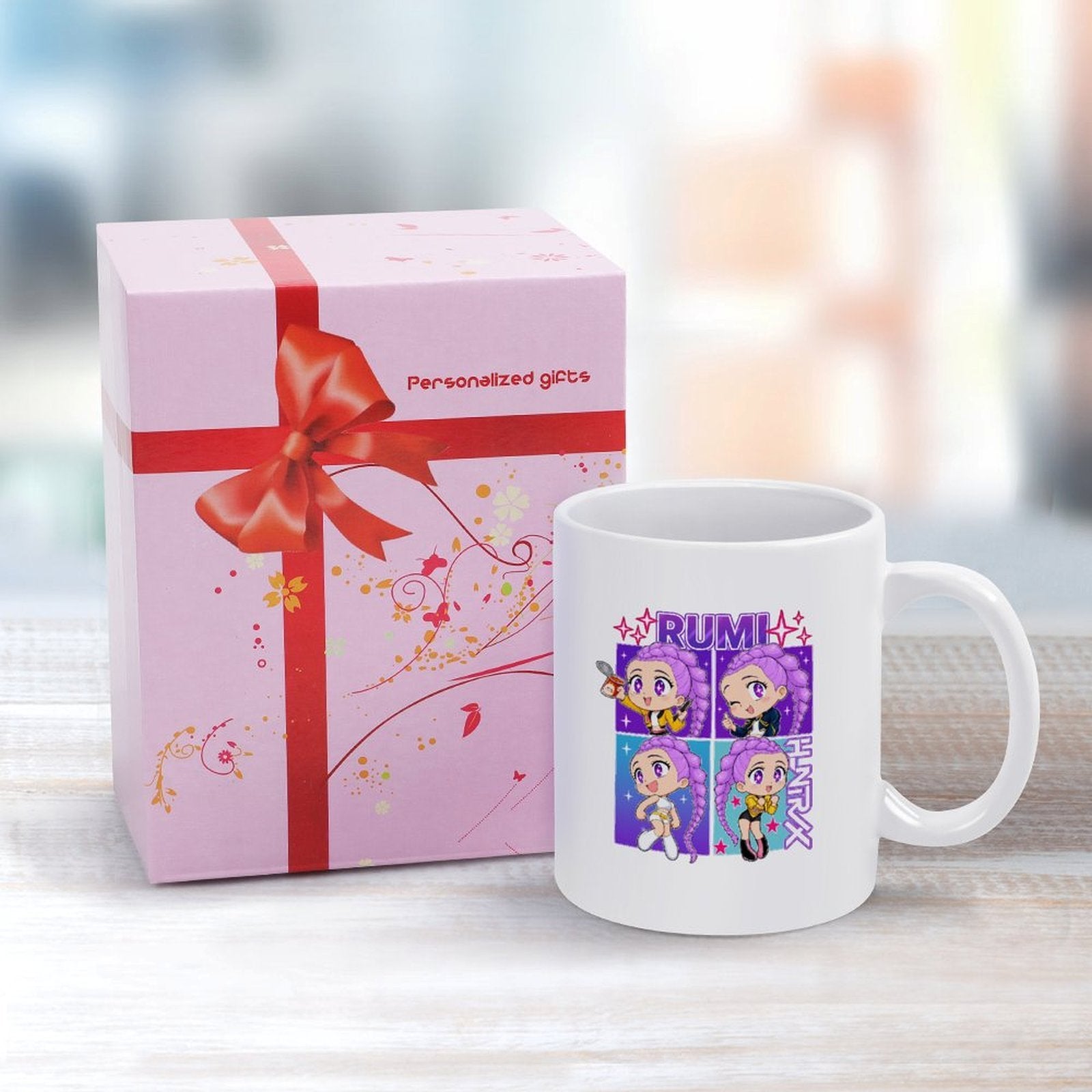 Pop Hunt Witch Squad Rumi Chibi Four‑Panel 11oz Anime Ceramic Mug