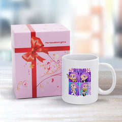 Pop Hunt Witch Squad Rumi Chibi Four‑Panel 11oz Anime Ceramic Mug