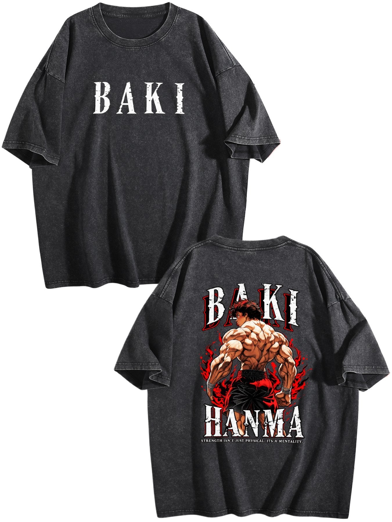 Baki Hanma Double‑Sided Print Vintage Washed T‑Shirt