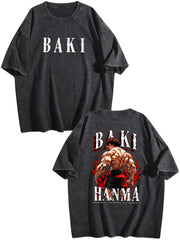 Baki Hanma Double‑Sided Print Vintage Washed T‑Shirt