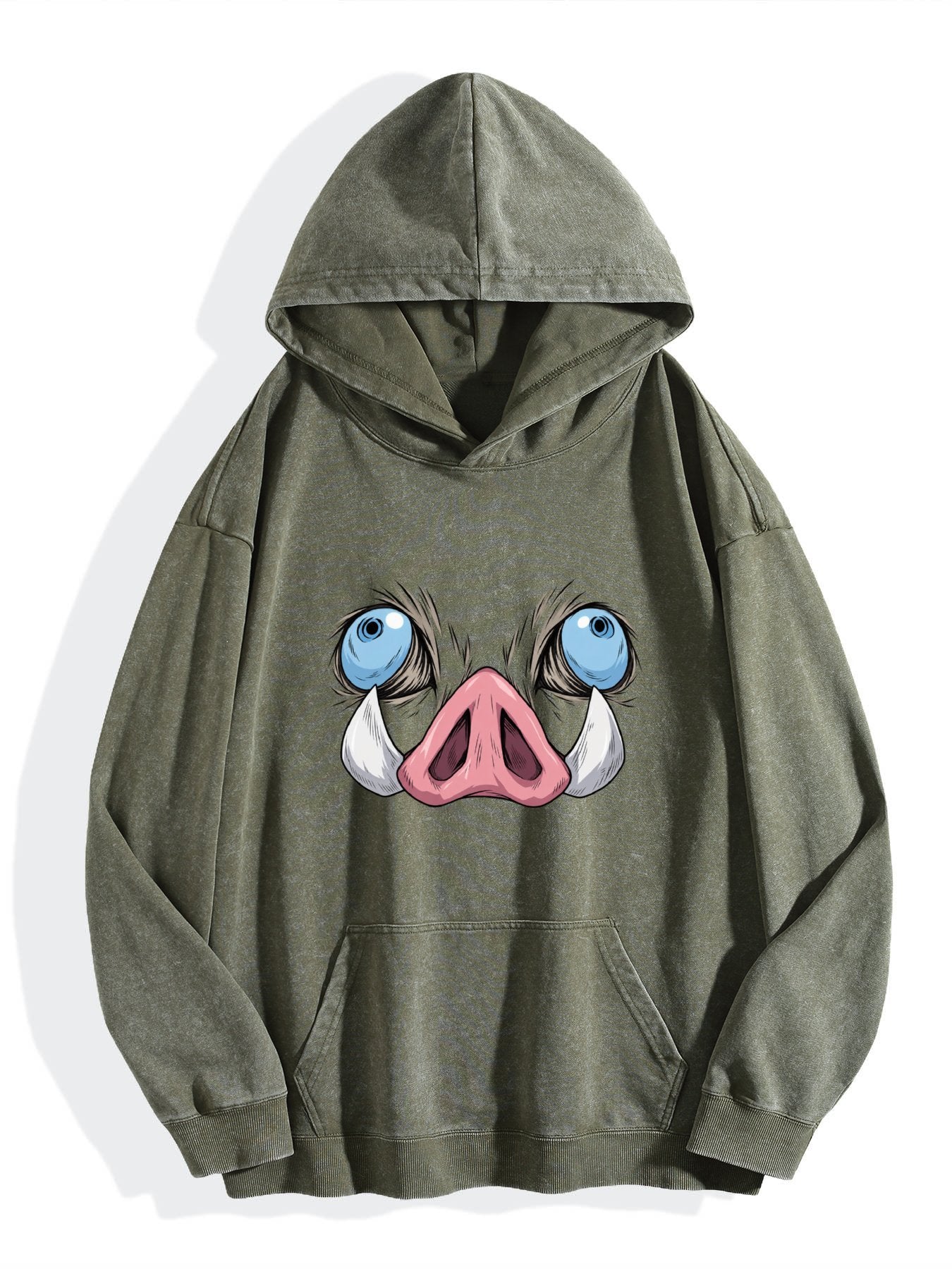 Demon Slayer Inosuke Boar Mask Vintage Wash Oversized Hoodie