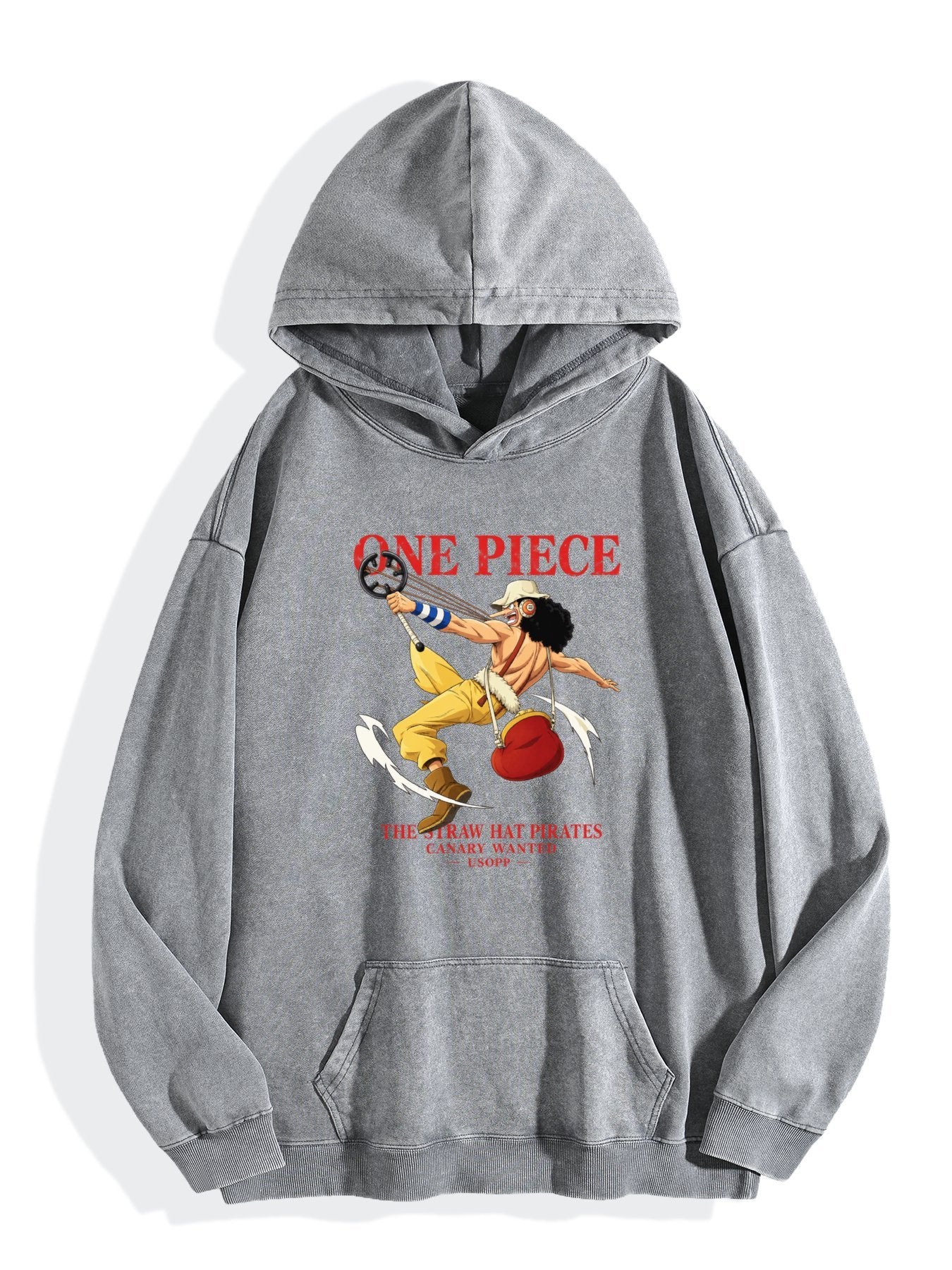 One Piece Usopp Action Pose Vintage Wash Oversized Hoodie