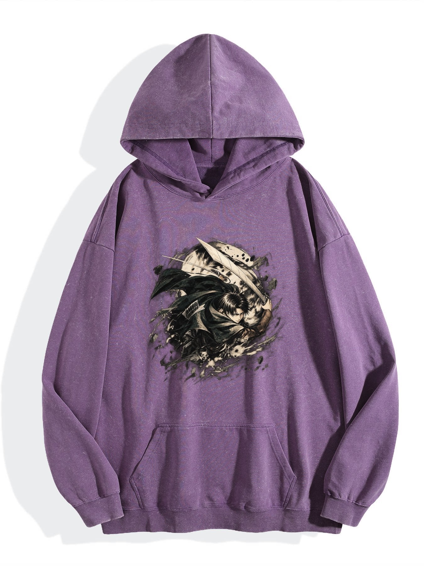 Attack On Titan Eren Circular Vintage Wash Oversized Hoodie