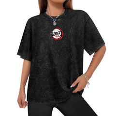 Demon Slayer All‑Characters Double‑Sided Print Vintage Washed T‑Shirt