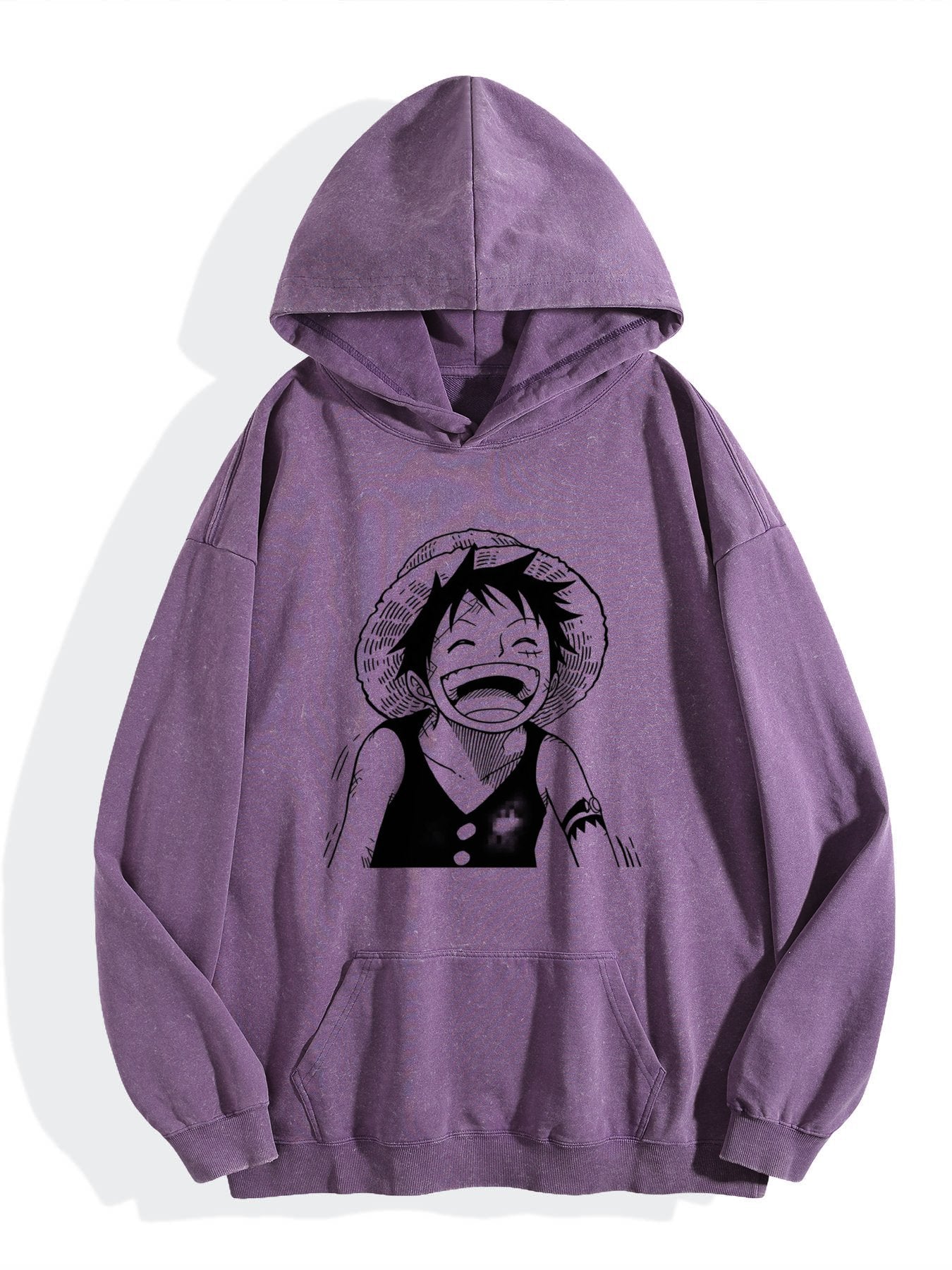 One Piece Smiling Luffy Vintage Wash Oversized Hoodie