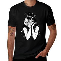 Tomie Junji Ito Black‑White Sketch Anime Short Sleeve T‑Shirt