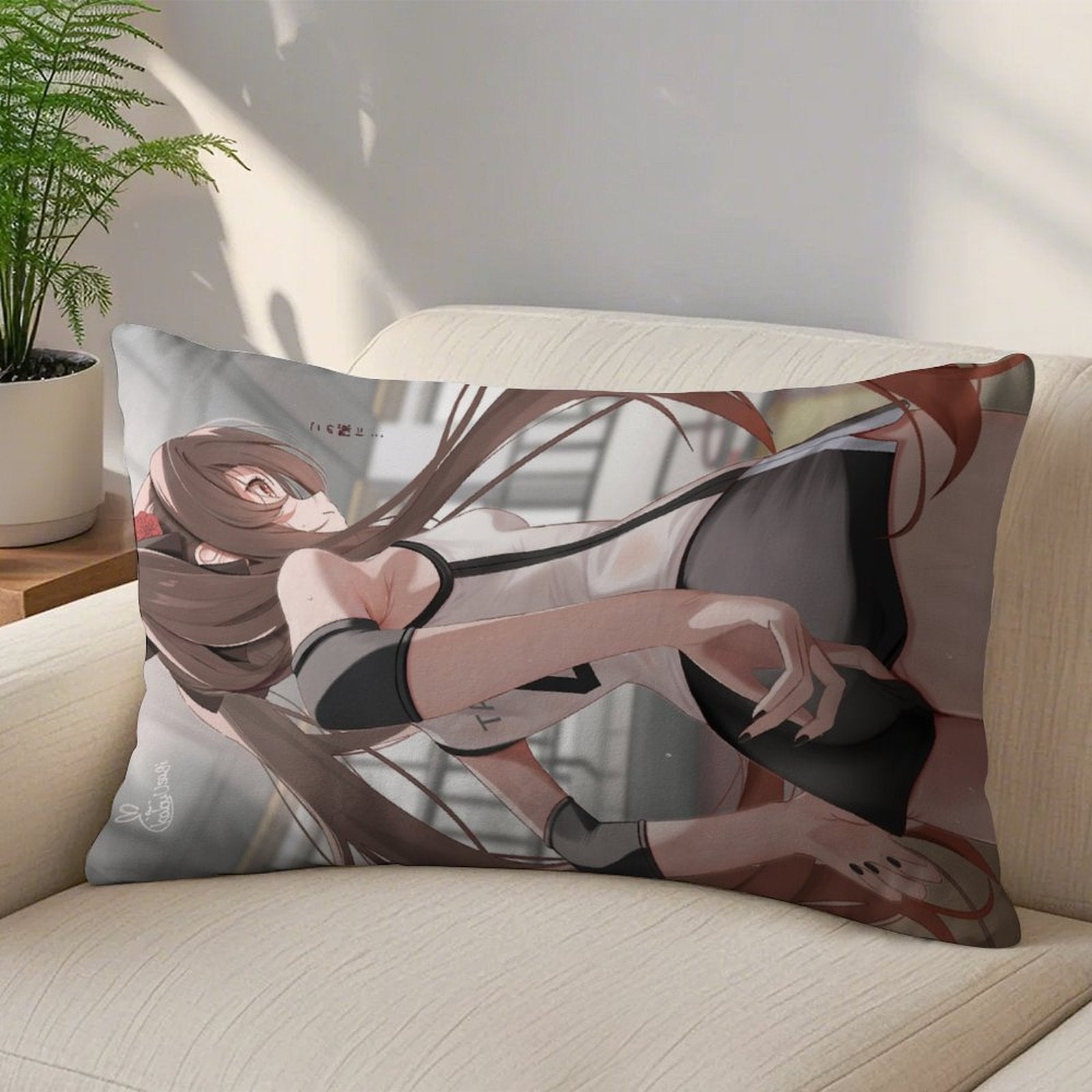Genshin Impact Hu Tao Casual Outfit Rectangular Throw Pillow Case