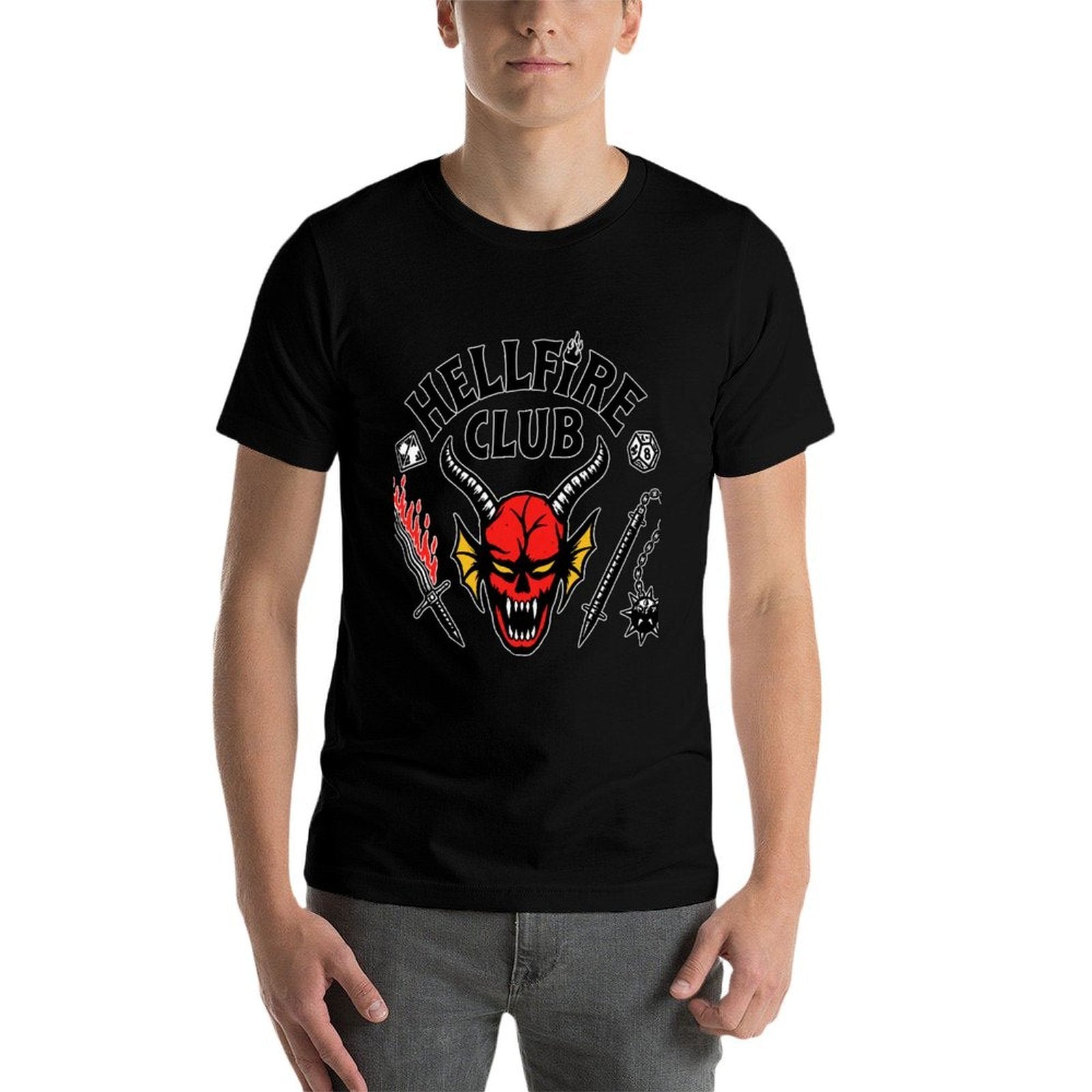 Kpop Demon Hunters Hellfire Club Demon Head Weapon Graphic Men Tee