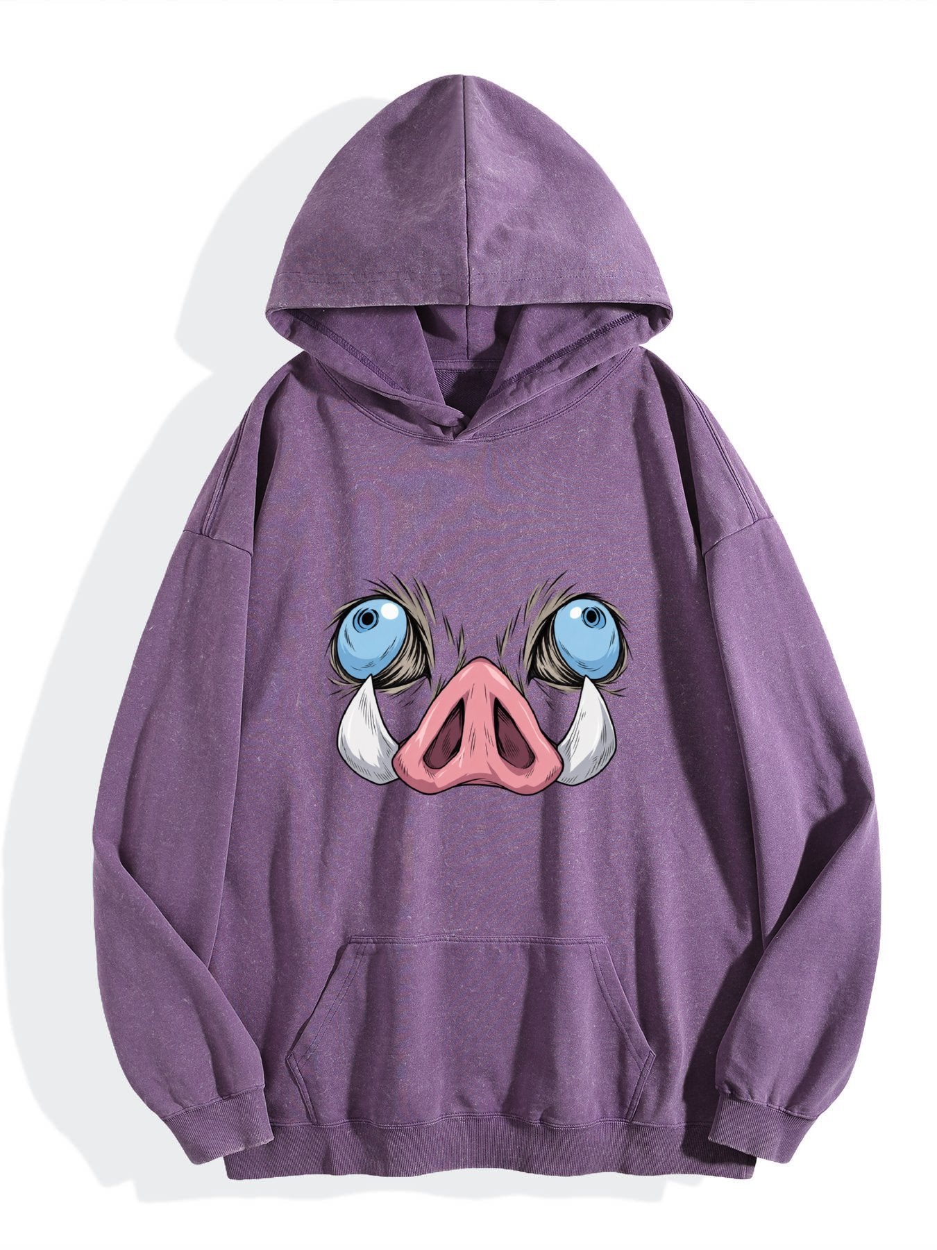 Demon Slayer Inosuke Boar Mask Vintage Wash Oversized Hoodie