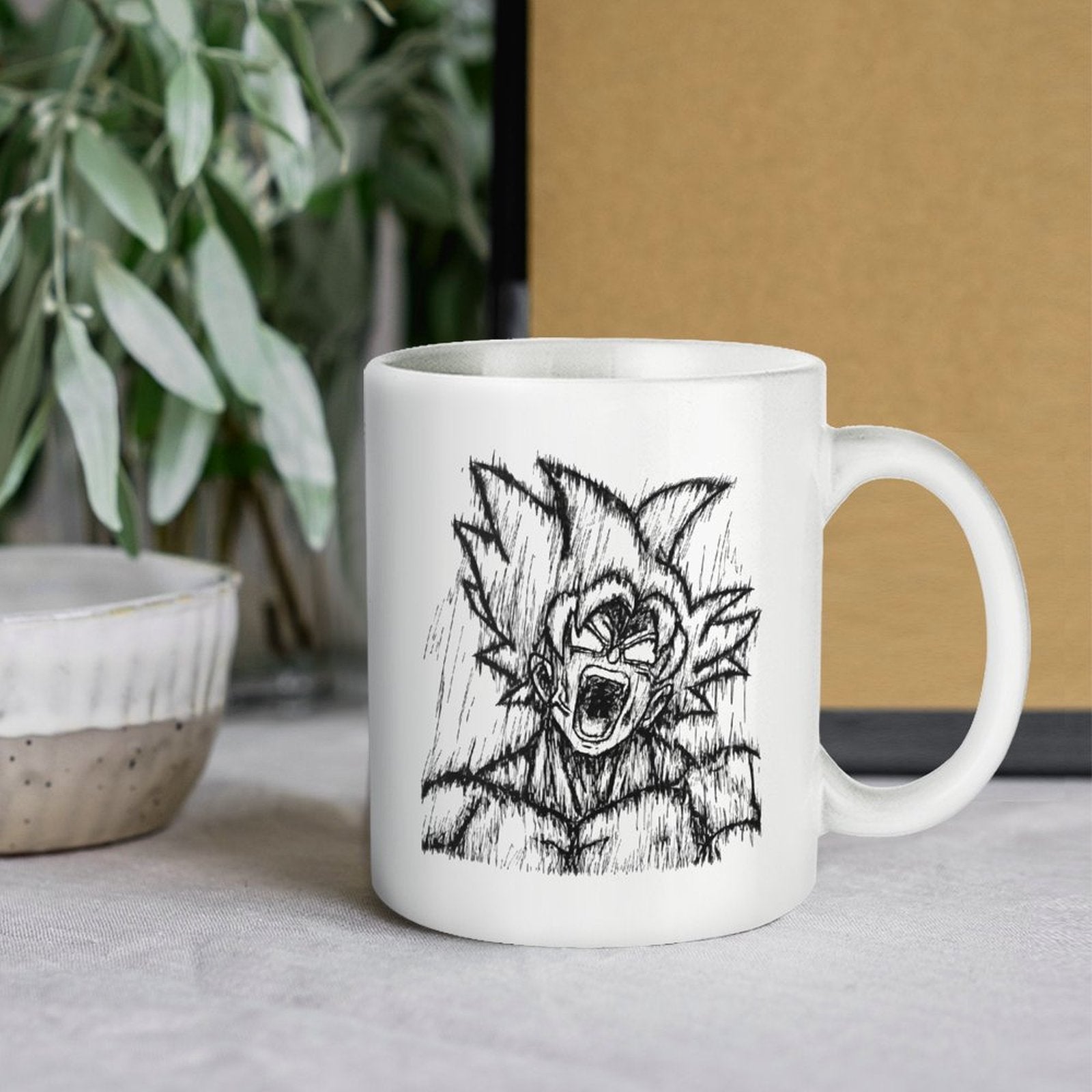 Dragon Ball Goku Rough Sketch Roaring Graphic Ceramic Coffee Mug