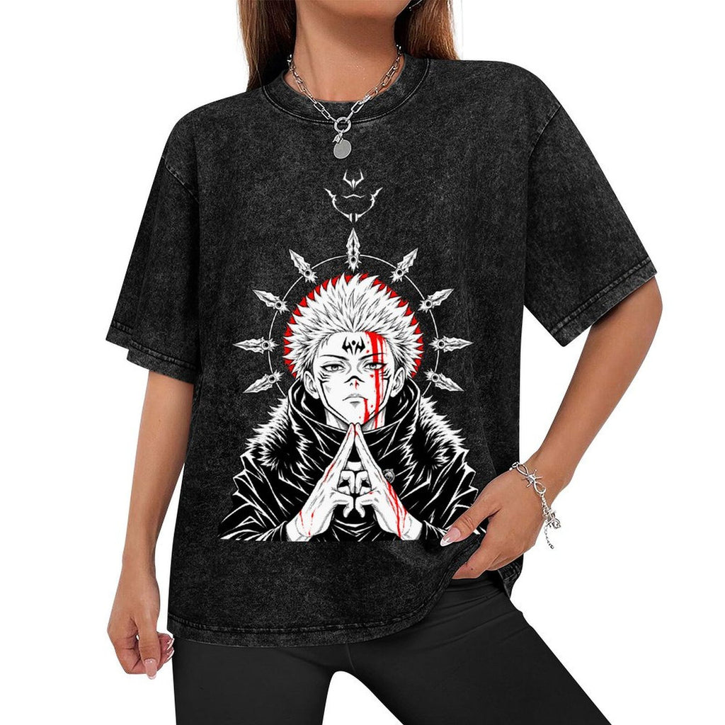Jujutsu Kaisen Ryomen Sukuna Vintage Washed Anime T‑Shirt