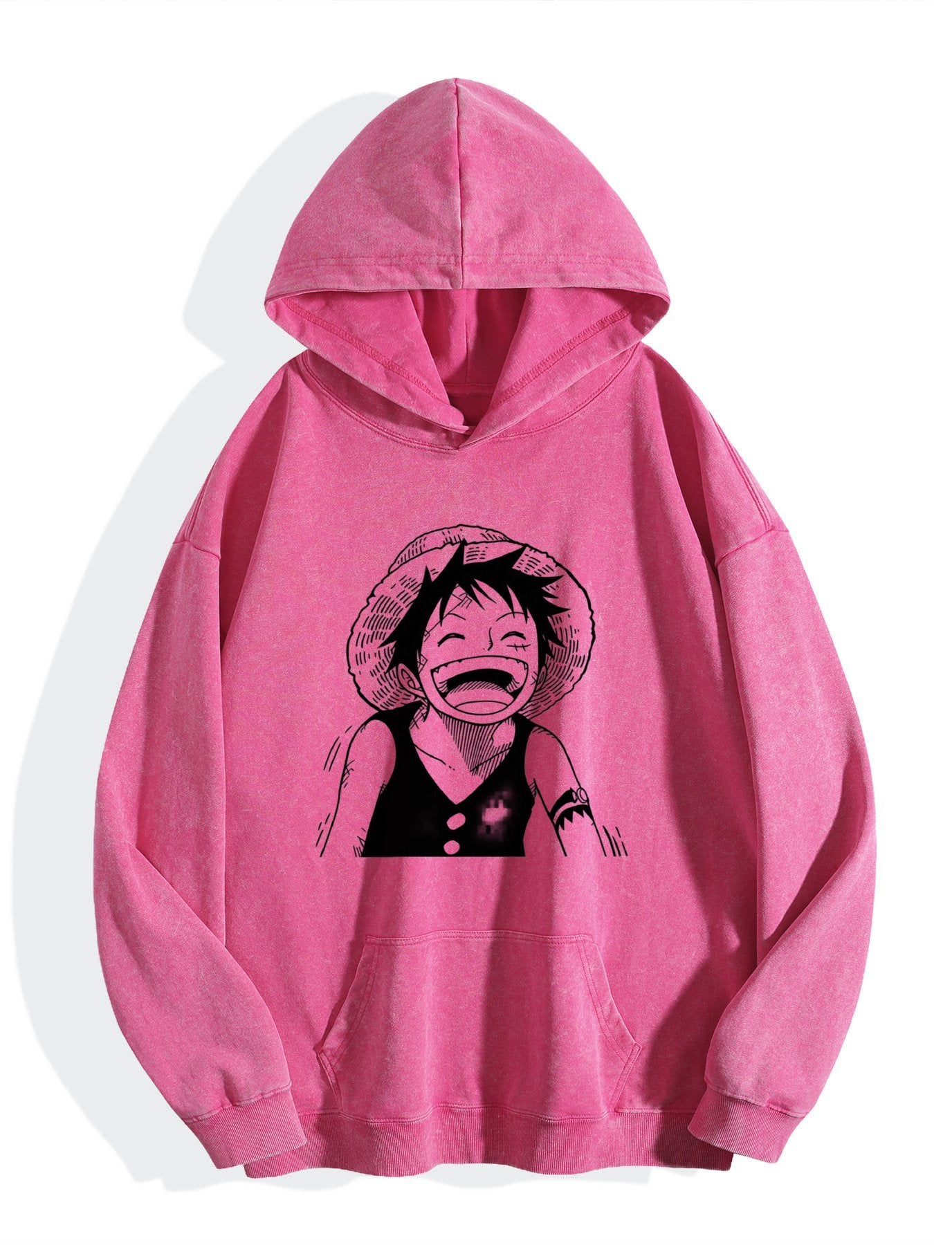 One Piece Smiling Luffy Vintage Wash Oversized Hoodie