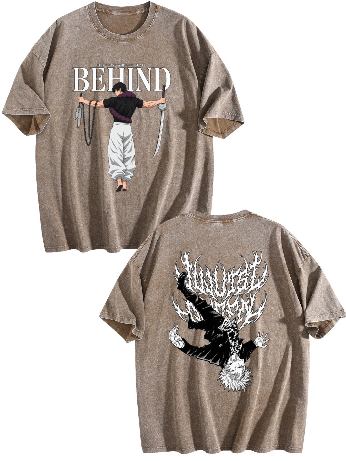Jujutsu Kaisen Printed Vintage Washed Short‑Sleeve T‑Shirt