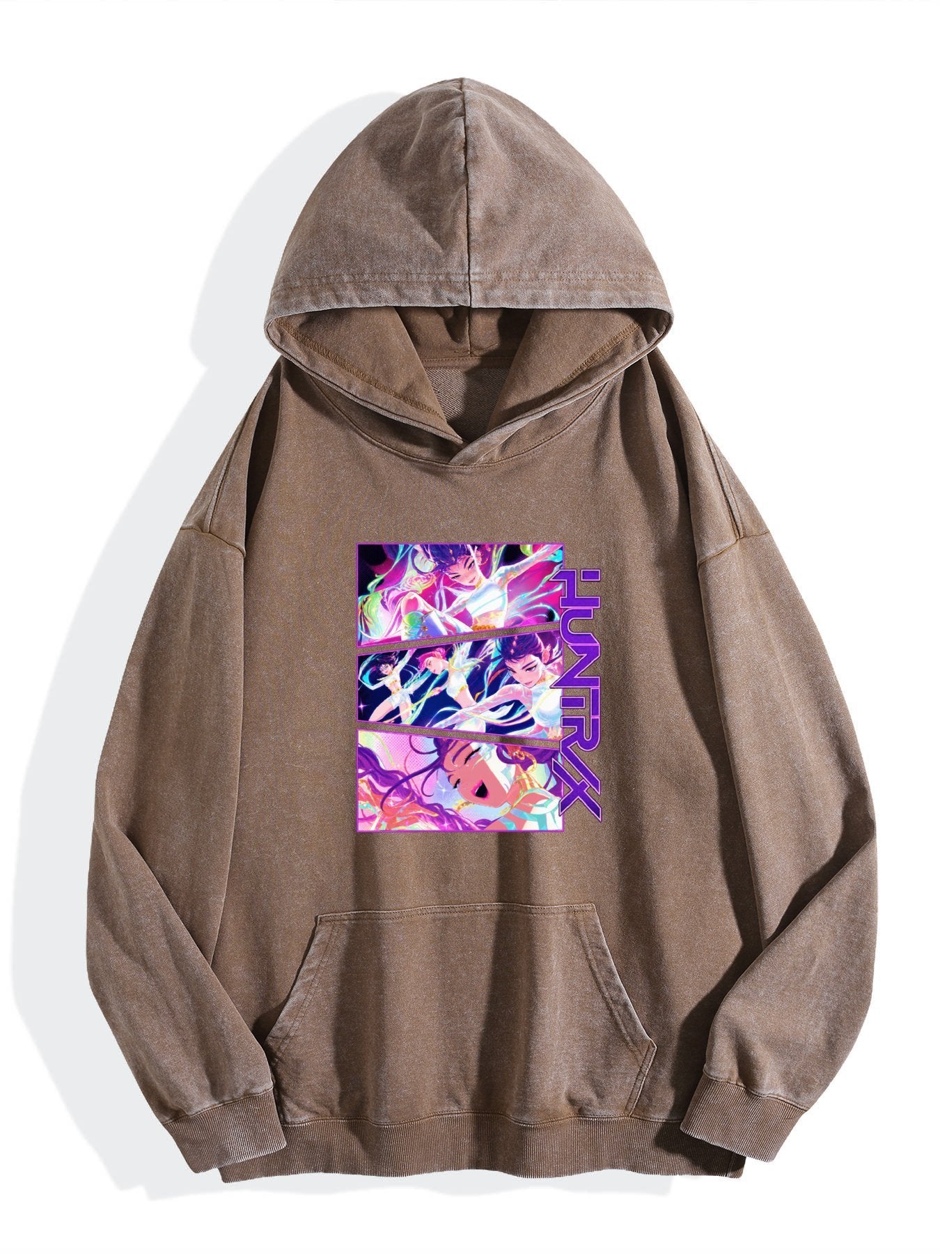 Pop Team Epic Color Psychedelic Square Vintage Wash Oversized Hoodie