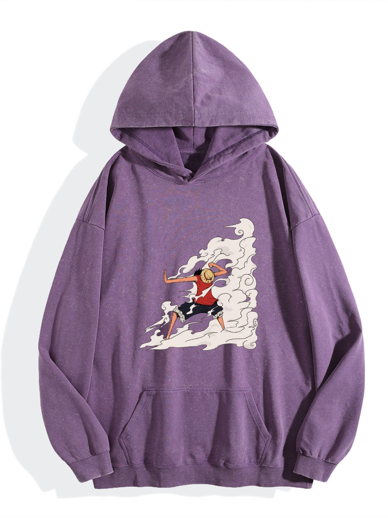 One Piece Luffy Gear Effect Vintage Wash Oversized Hoodie