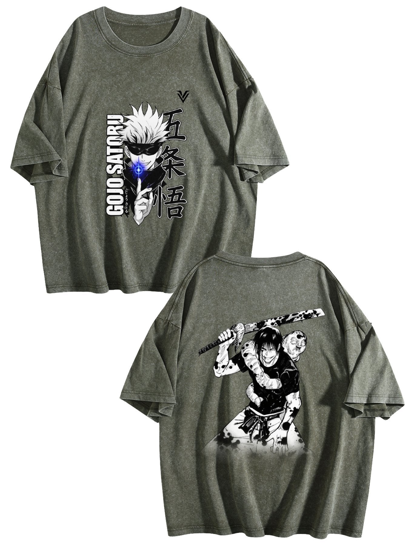 Jujutsu Kaisen Gojo Satoru Printed Vintage Washed Short‑Sleeve T‑Shirt