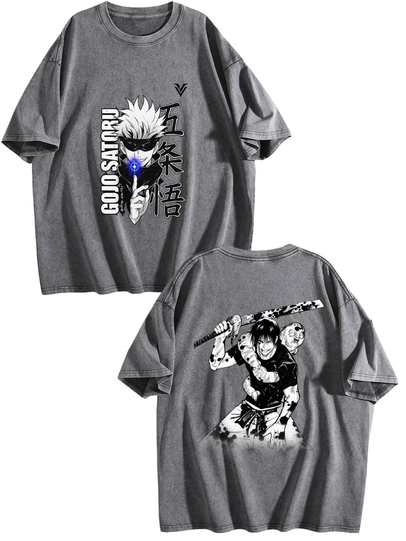 Jujutsu Kaisen Gojo Satoru Printed Vintage Washed Short‑Sleeve T‑Shirt