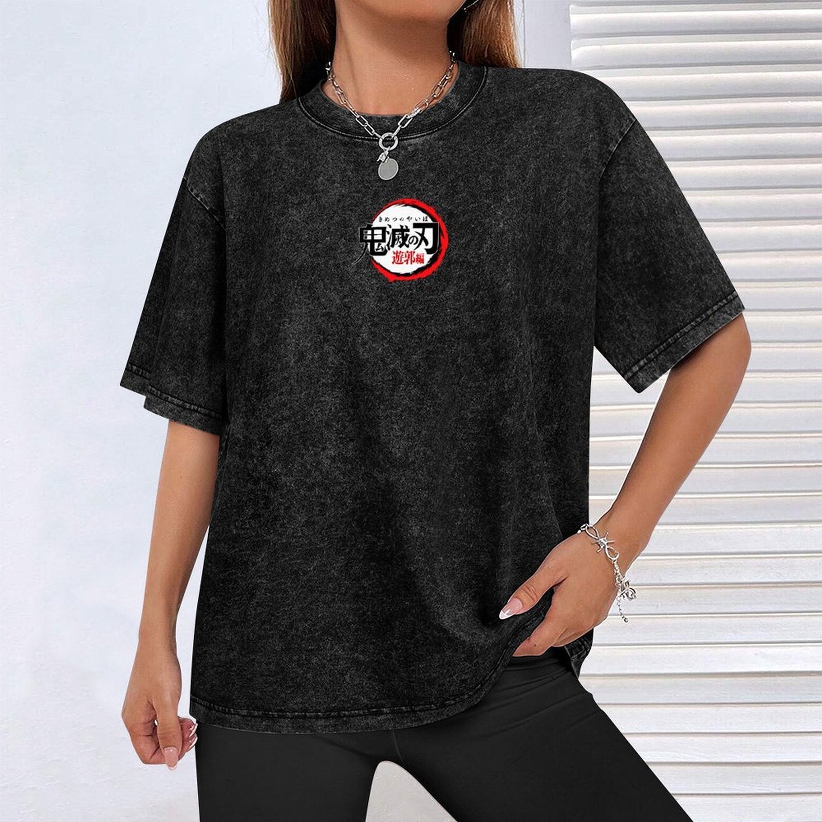 Demon Slayer All‑Characters Double‑Sided Print Vintage Washed T‑Shirt
