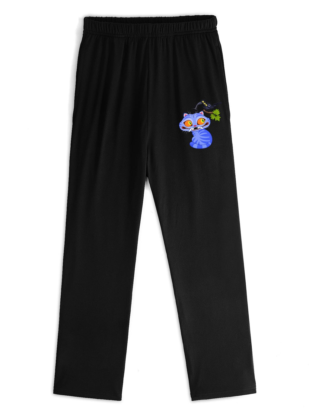Pop Huntress Squad Blue‑Cat Print Casual Sweatpants