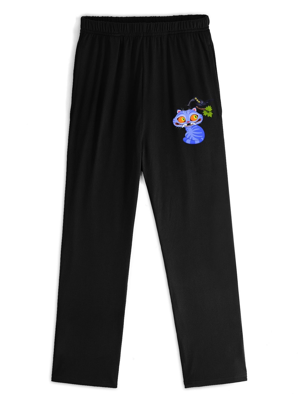 Pop Huntress Squad Blue‑Cat Print Casual Sweatpants