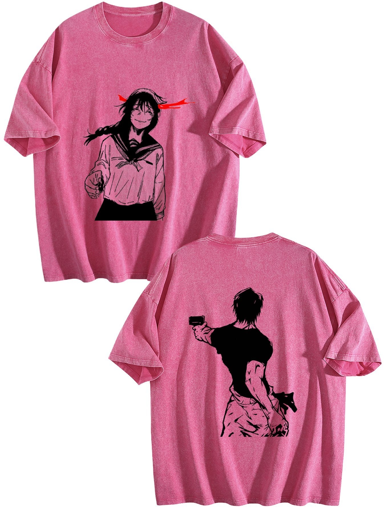 Jujutsu Kaisen Double‑Sided Print Vintage Washed Anime T‑Shirt