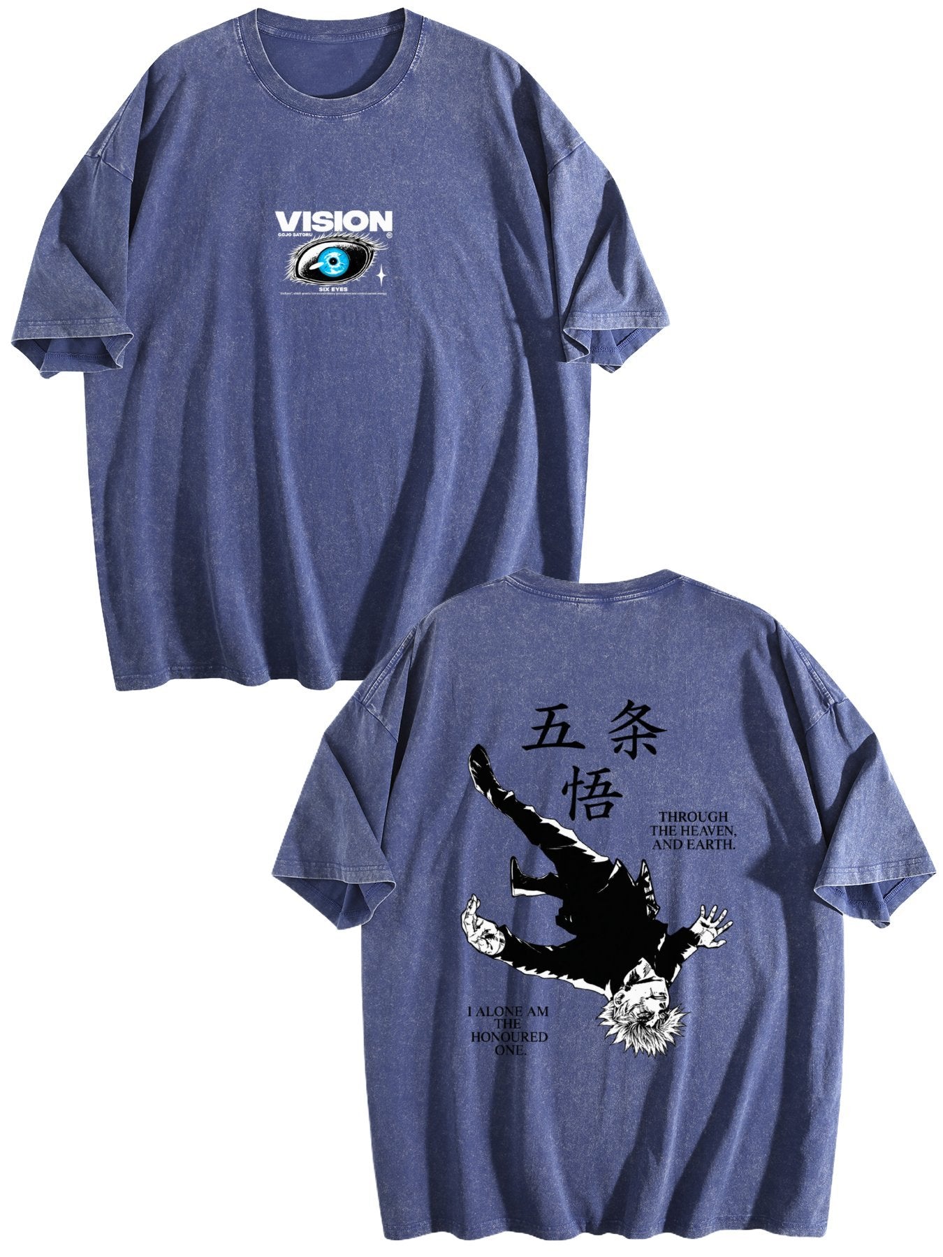 Jujutsu Kaisen Gojo Satoru Double‑Sided Print Vintage Washed Anime T‑Shirt
